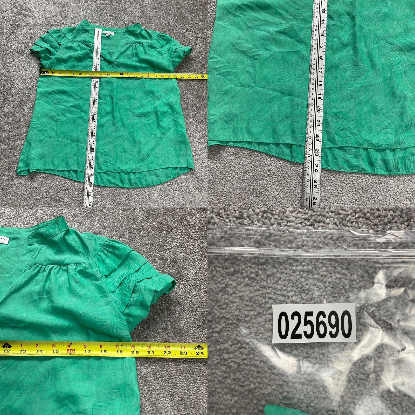 Vintage Current Air Blouse Women Small Green Tropical V-Neck Pleated Short Sleeve Tunic Casual Shirt Size S / US 4 / IT 40 - 8 Thumbnail