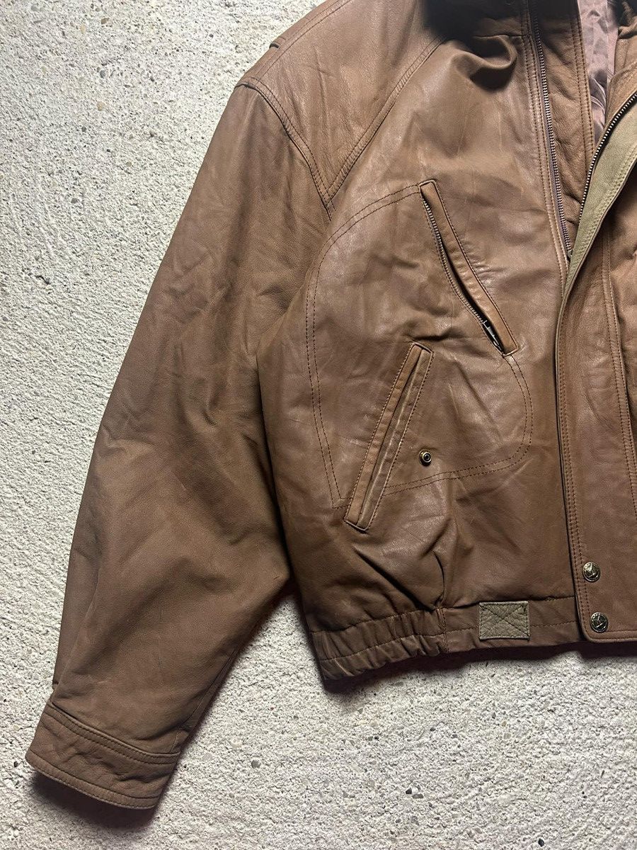 Vintage Brown leather jacket baggy swag vintage rare Size US L / EU 52-54 / 3 - 7 Thumbnail