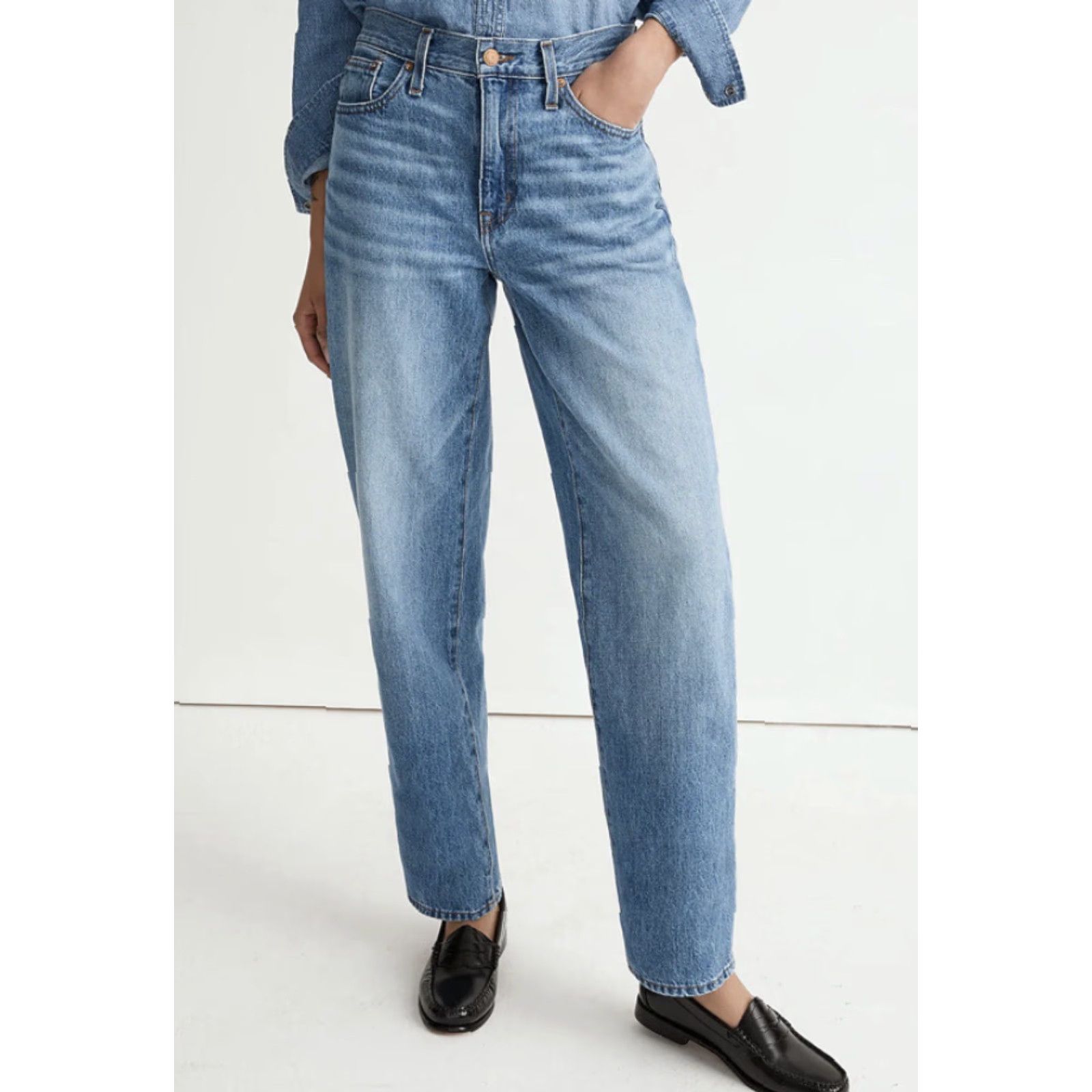 Madewell MADewell The Petite Slouchy Boyjean in Rosewell Wash Jeans 30 Adult Blue 100% Cotton Zipper Button 29.5in 29.5in Womens Size 30" / US 8 / IT 44 - 4 Thumbnail