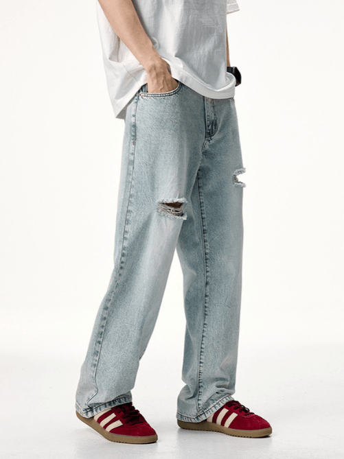 Japanese Brand × Jean Washed distressed clanfit men's trendy ripped jeans Size US 32 / EU 48 - 3 Thumbnail
