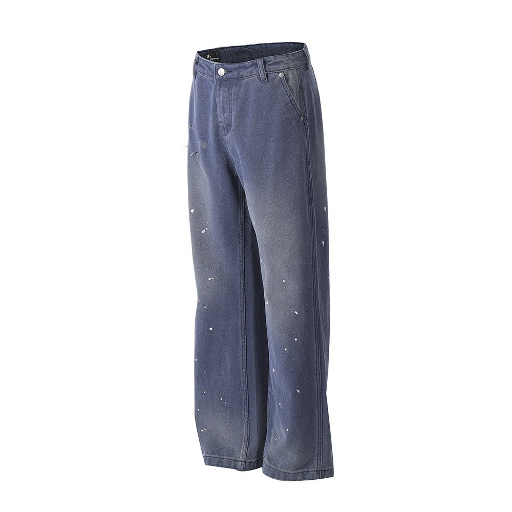 Japanese Brand × Jean Men's punk trend distressed washed ink-splashed ripped jeans Size US 32 / EU 48 - 2 Thumbnail