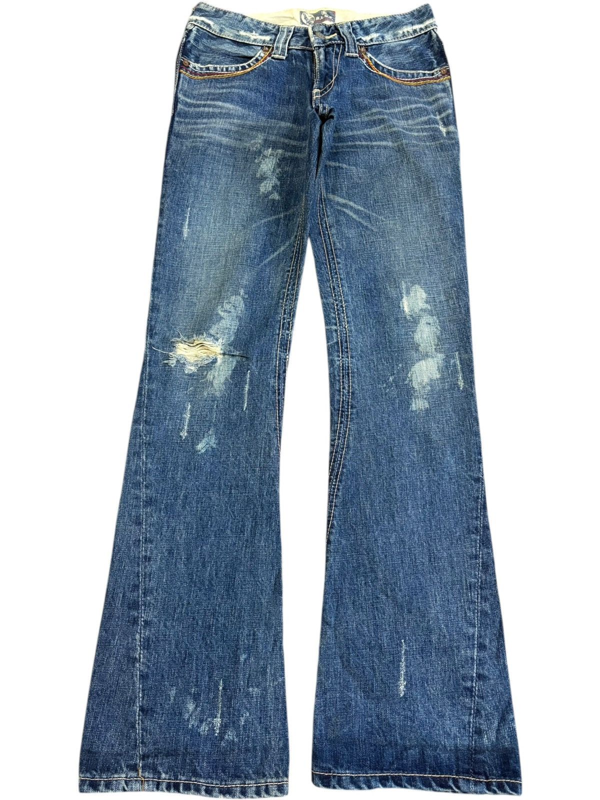 Diesel Vintage Japanese Brand Rusty Distress Low Rise Flare Jeans Size 27" / US 4 / IT 40 - 1 Thumbnail