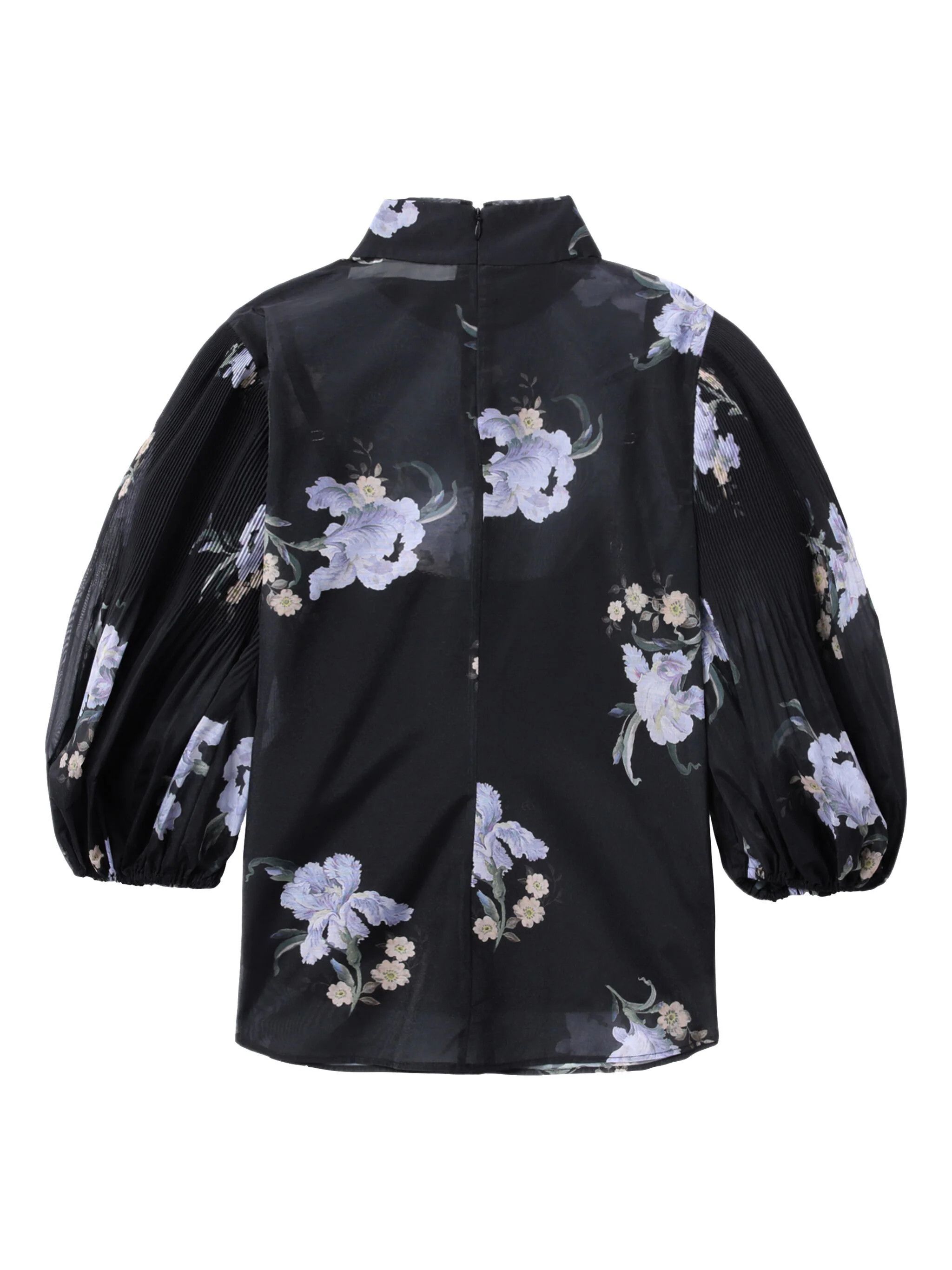 Zimmermann o1s22i1n1024 Pleated Sleeves Illustrated Blouse in Black Size M / US 6-8 / IT 42-44 - 6 Thumbnail