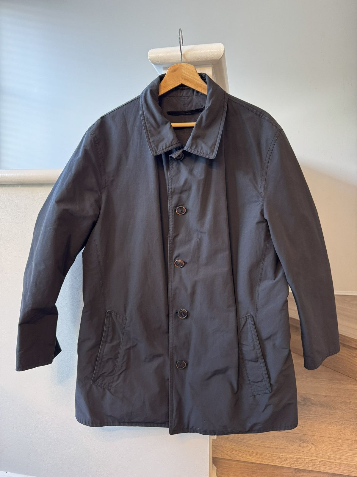 Massimo Dutti Black Leather Lined Rain Jacket Size US XL / EU 56 / 4 - 1 Thumbnail