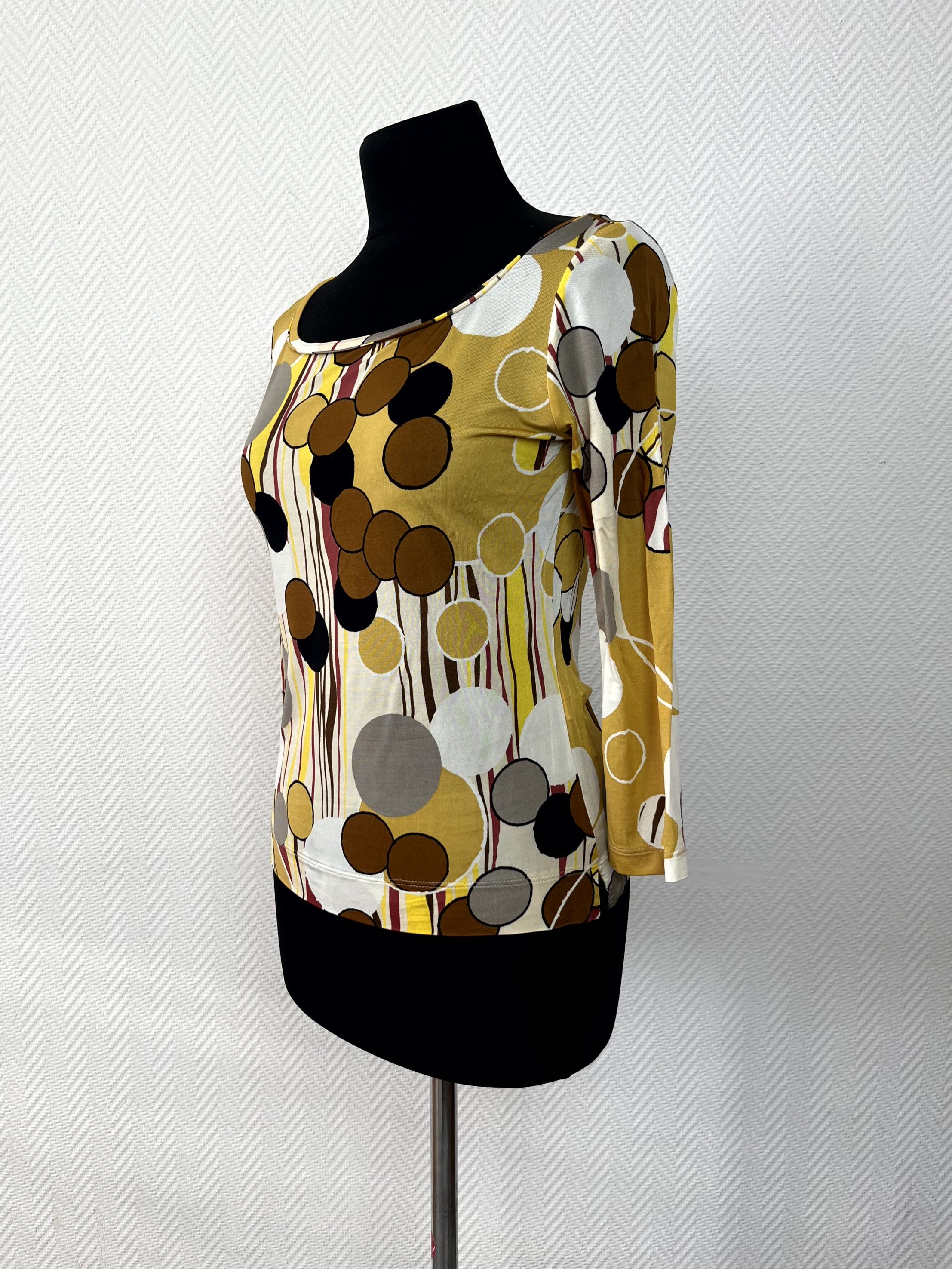 Max Mara MaxMara Abstract Polka Dot Yellow Top Blouse Size M Size M / US 6-8 / IT 42-44 - 11 Thumbnail