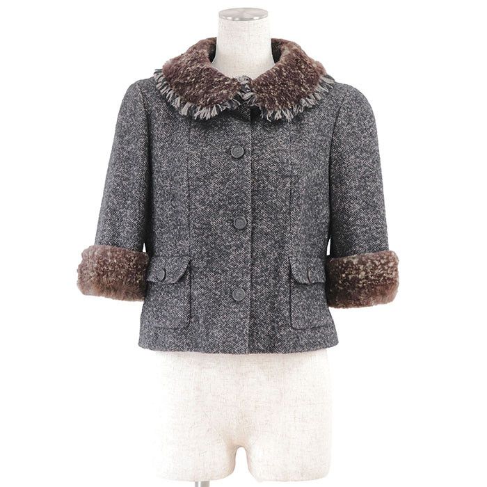 Chanel Chanel Chanel Tweed Lapin Rabbit Fur Jacket Fur Outerwear 05A P26778 DUTY FREE for USA Size ONE SIZE - 1 Thumbnail