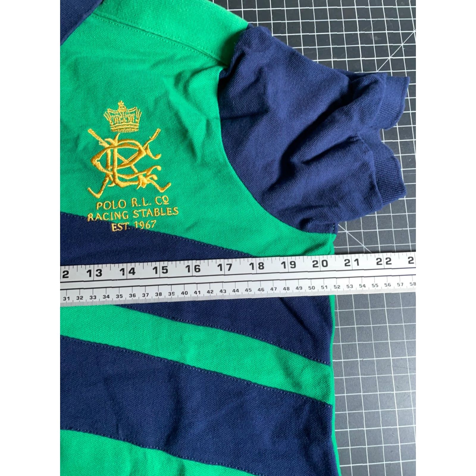 Polo Ralph Lauren Polo Ralph Lauren Polo Shirt Men Medium Green Blue Embroidered Custom Fit 90s Retro Horse Equestrian Cord Size US M / EU 48-50 / 2 - 6 Thumbnail