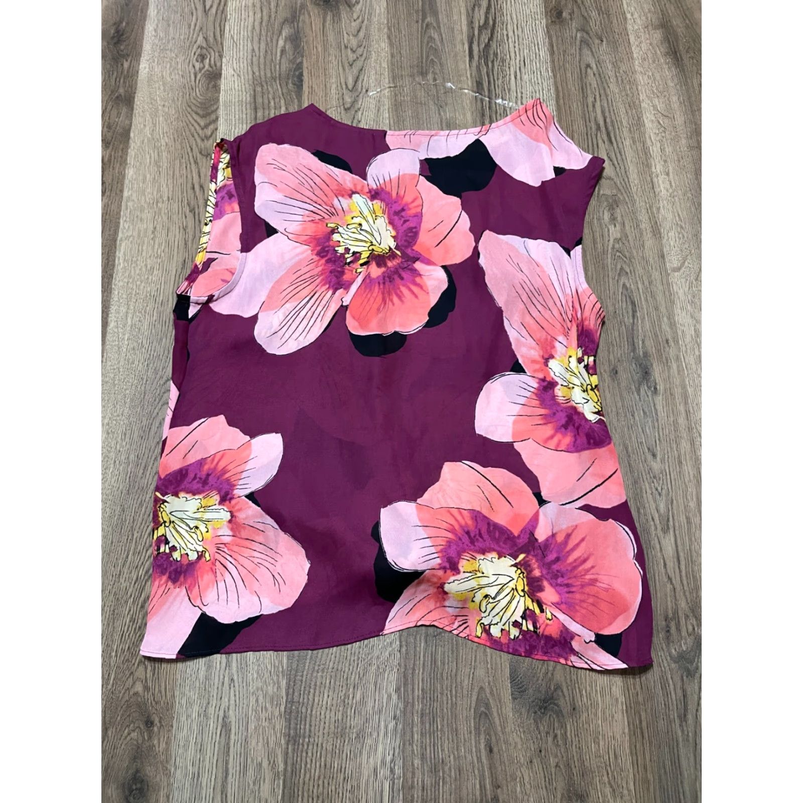 Worthington Worthington Shirt Womens Size L Sleeveless Button Up Purple Pink Geometric Pattern Round Neck Casual Modern Size L / US 10 / IT 46 - 2 Thumbnail