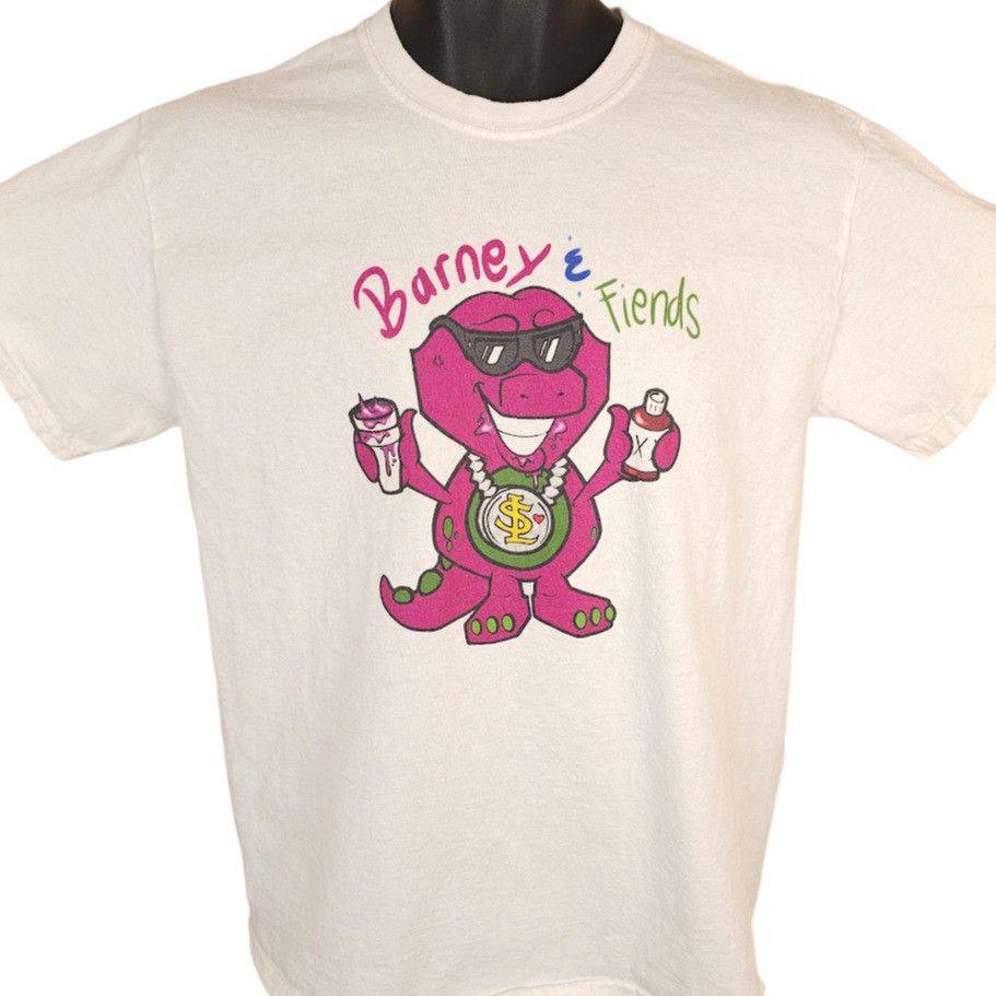 Gildan Barney And Fiends T Shirt Mens Size Medium White Parody Size US M / EU 48-50 / 2 - 1 Thumbnail