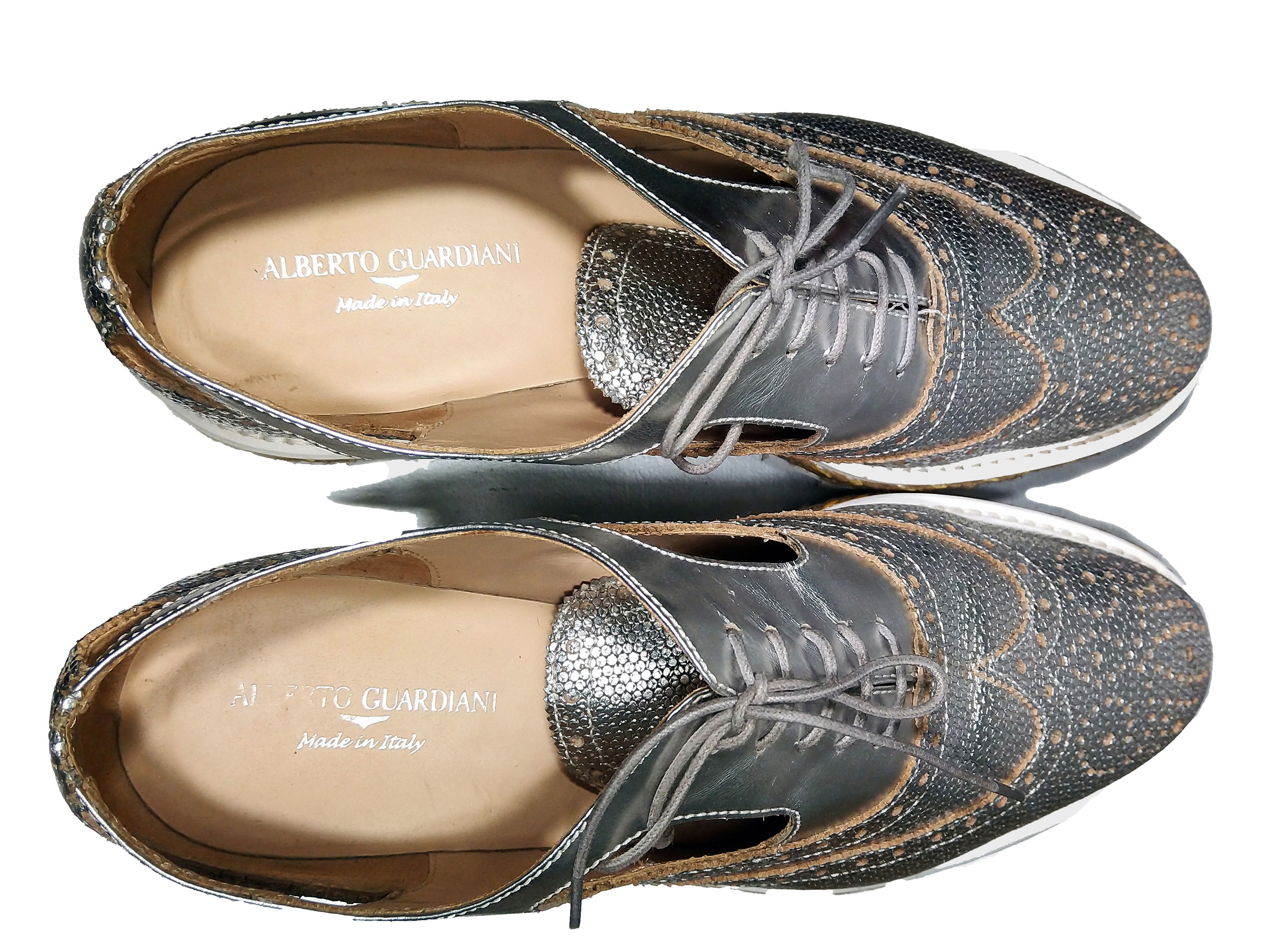 Alberto Guardiani Alberto Guardiani Metallic Platform Brogues Leather Oxford Size US 8 / IT 38 - 6 Thumbnail