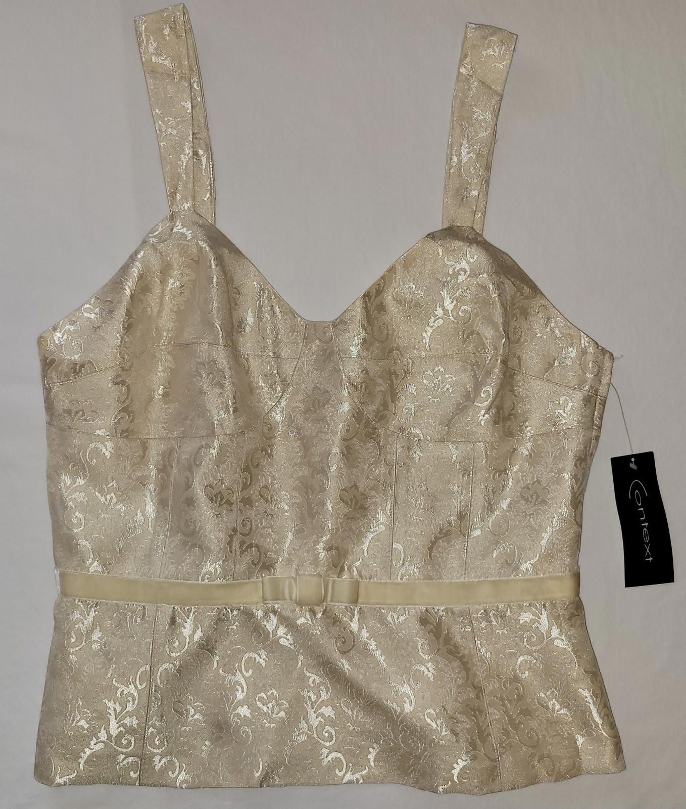 Designer CONTEXT size 10 cream sleeveless top with side zipper NWT Size L / US 10 / IT 46 - 1 Thumbnail