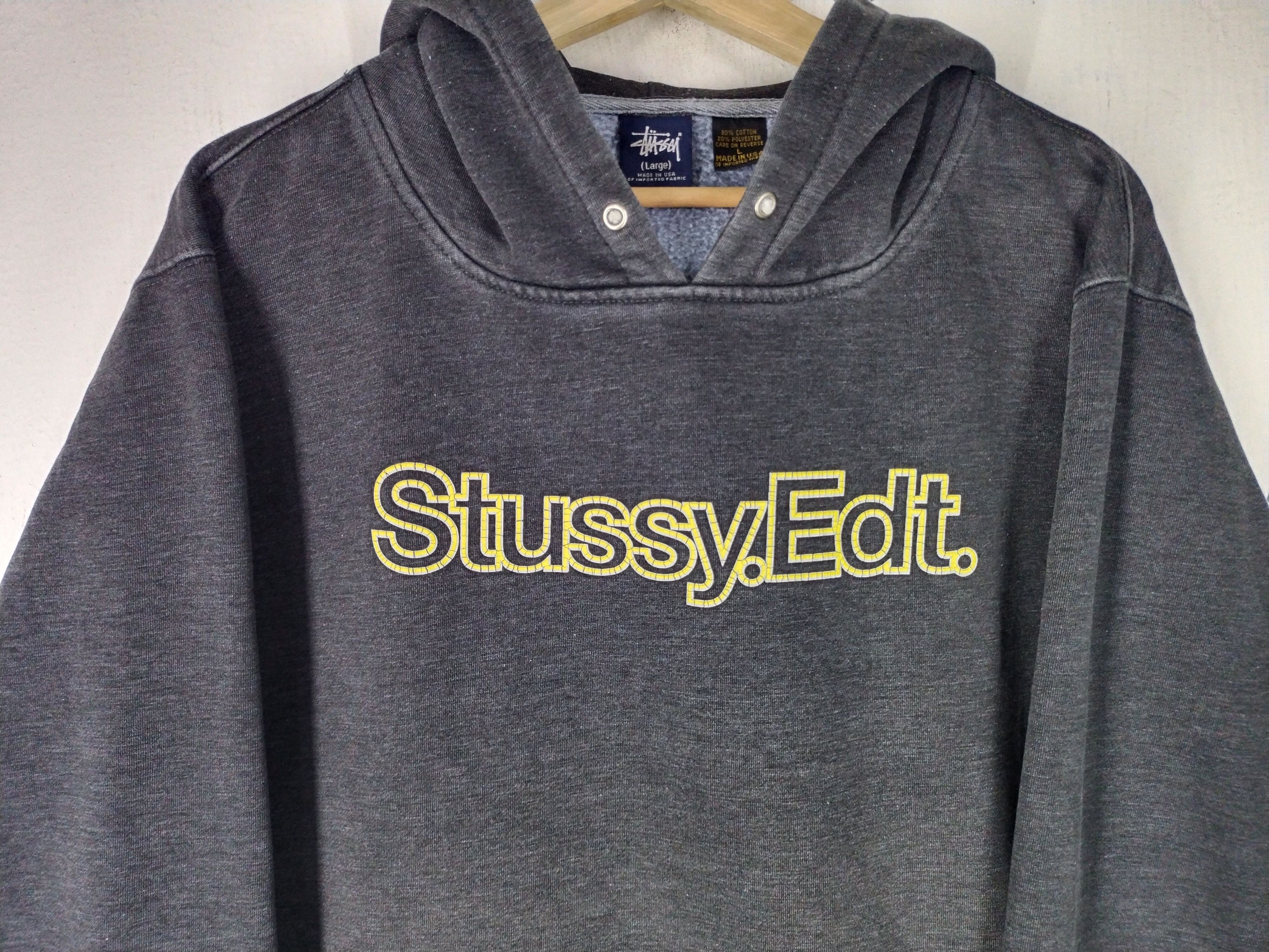 Stussy × Vintage Vintage 80's Stussy Edt. Logo Pullover Grey Hoodie Size US L / EU 52-54 / 3 - 5 Thumbnail