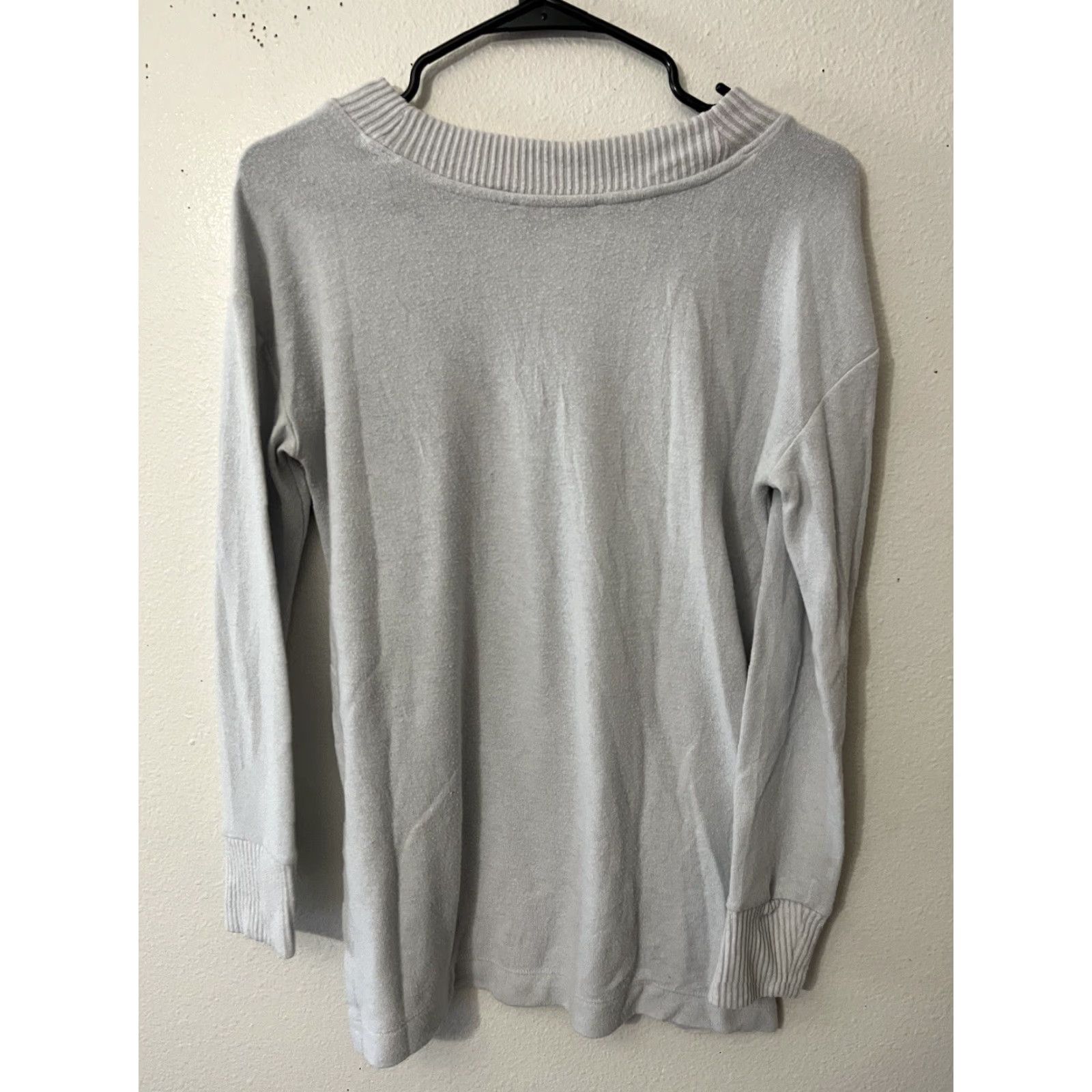 Loft VINTAGE LOFT Ann Taylor Sweater Womens Small Petites Gray Knit V-Neck Pullover Size S / US 4 / IT 40 - 3 Thumbnail