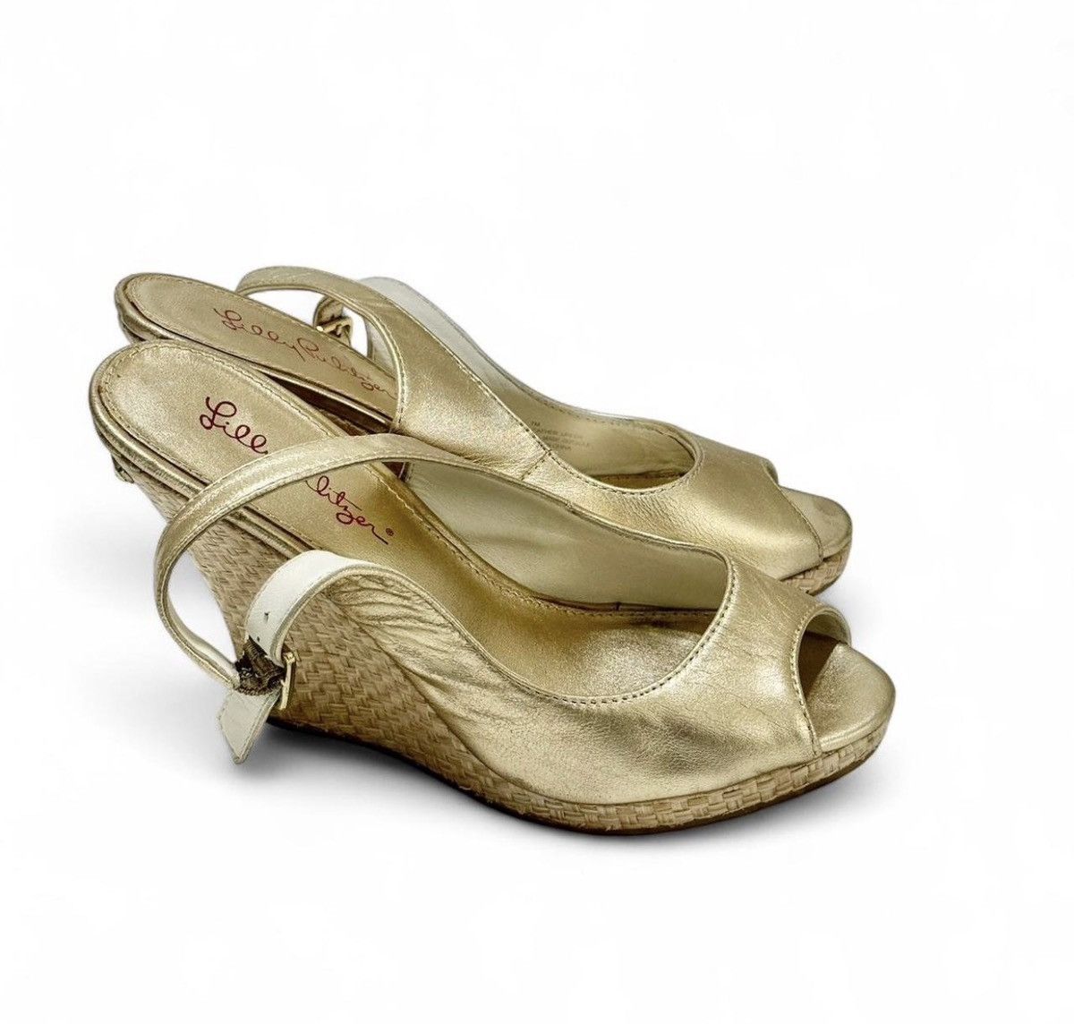 Lilly Pulitzer Lilly Pulitzer Metallic Gold Slingback Wedges | Size: 7 Size US 7 / IT 37 - 5 Thumbnail