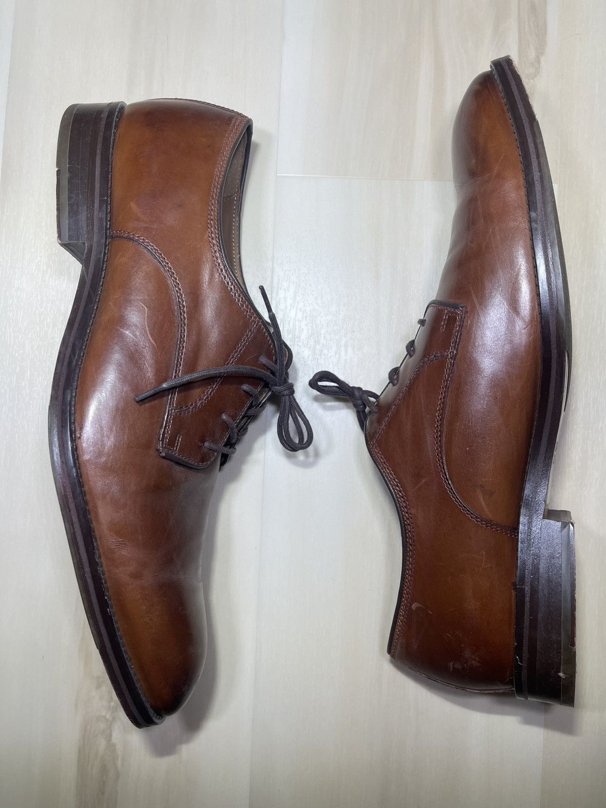 Johnston & Murphy Johnston & Murphy Meade Plain Toe Men Dress Shoe Sz 13M Tan Size US 13 / EU 46 - 3 Thumbnail