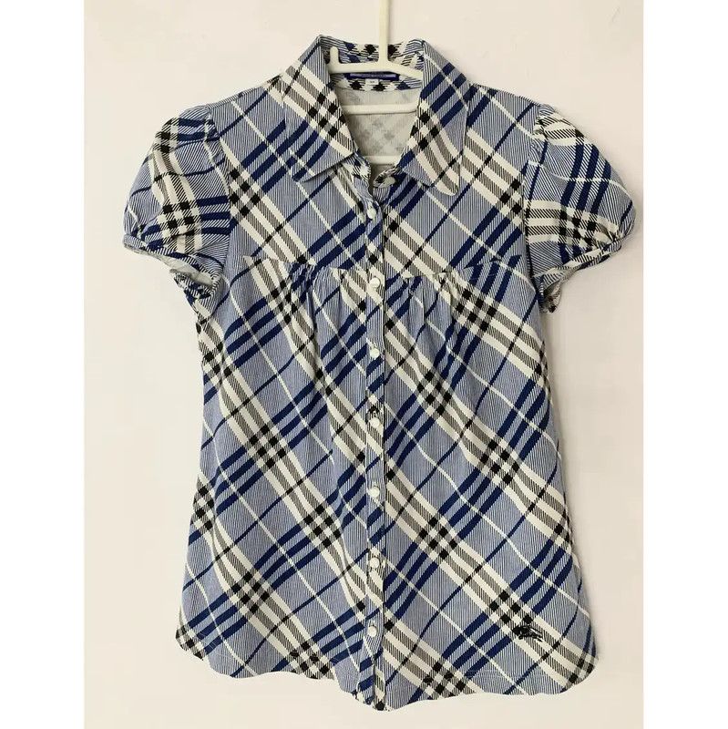 Burberry Burberry Blue Check Cotton T-Shirt for Women Size M / US 6-8 / IT 42-44 - 1 Thumbnail