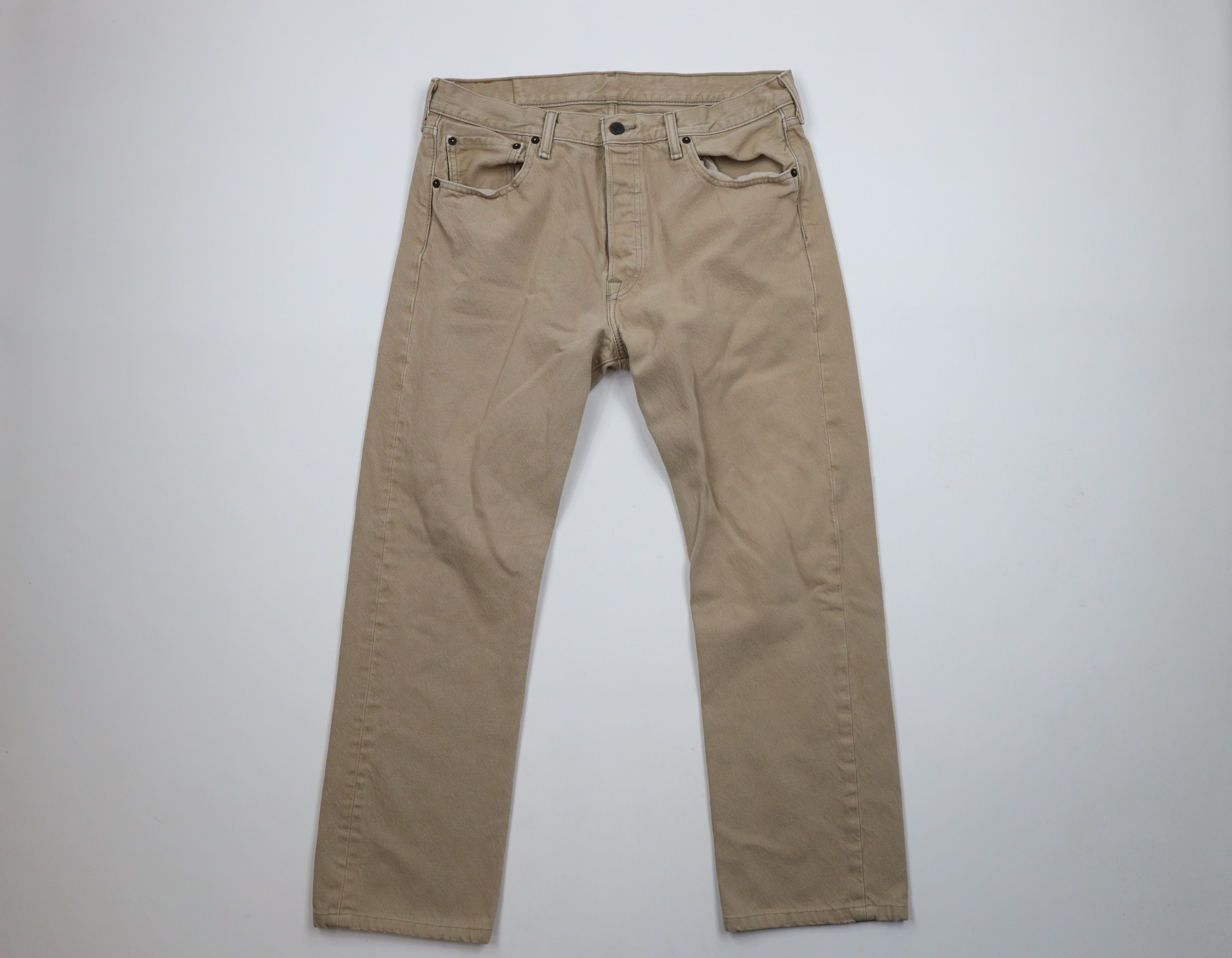 Vintage Y2K Levis 501xx Button Fly Original Fit Jeans Beige