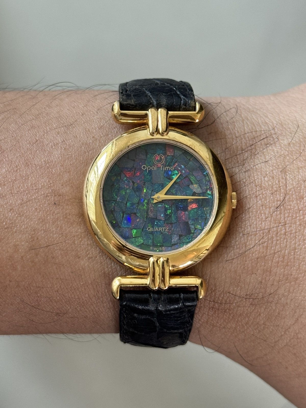 Vintage VINTAGE OPAL TIME NATURAL BLACK OPAL STONE DRESSWATCH Size 32 - 3 Thumbnail