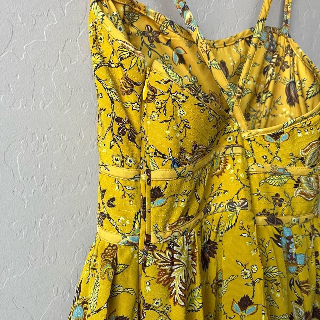 Ulla Johnson Ulla Johnson Dress Silk Floral Josanna Yellow Cut Out Midi G Size M / US 6-8 / IT 42-44 - 6 Thumbnail