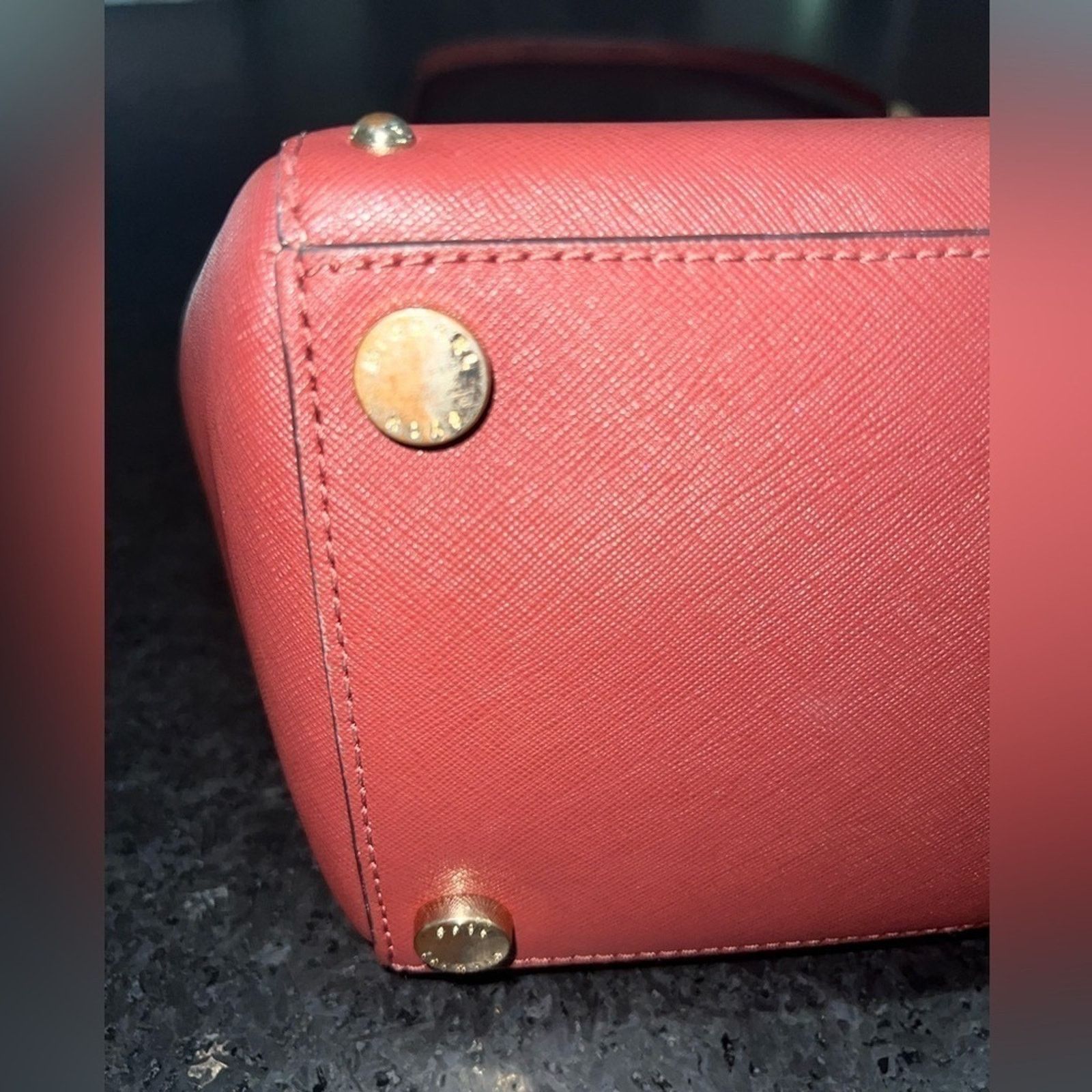 Michael Kors MICHAEL KORS Selma BROWN WINE RED Studded Saffiano Bag Size ONE SIZE - 5 Thumbnail