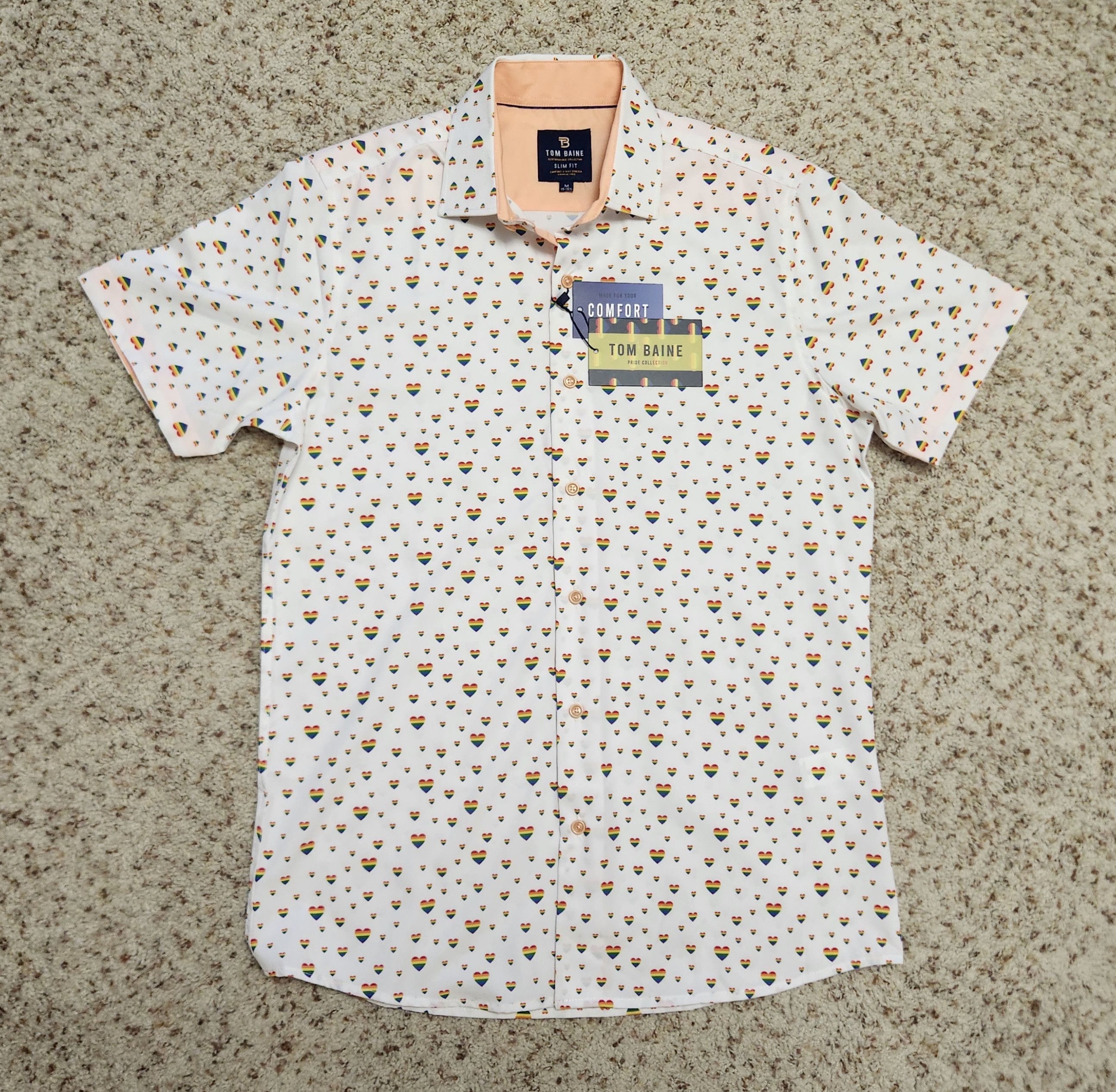 Other Pride collection shirt M rainbow hearts Tom Baine NEW Size US M / EU 48-50 / 2 - 8 Thumbnail
