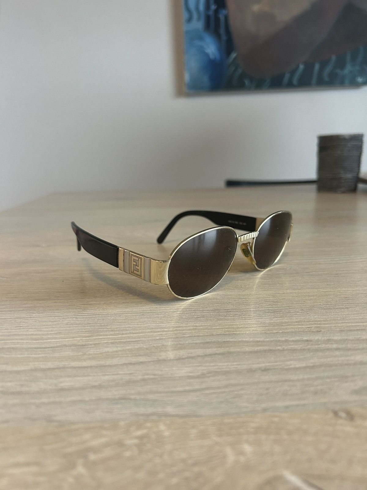 image of Fendi Ff Logo Round Metal Sunglasses, Men's