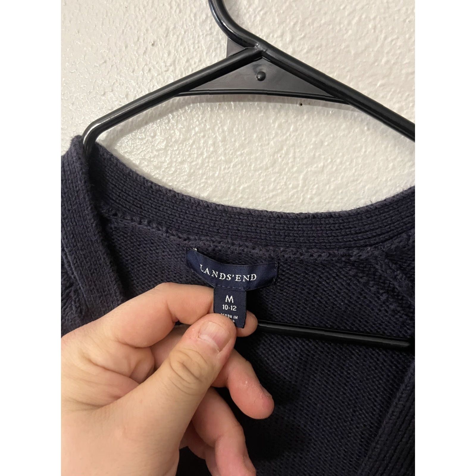 Lands' End Lands' End Cardigan Women Adult Medium Blue Striped Heavyweight Wool Blend Knit Size M / US 6-8 / IT 42-44 - 2 Thumbnail