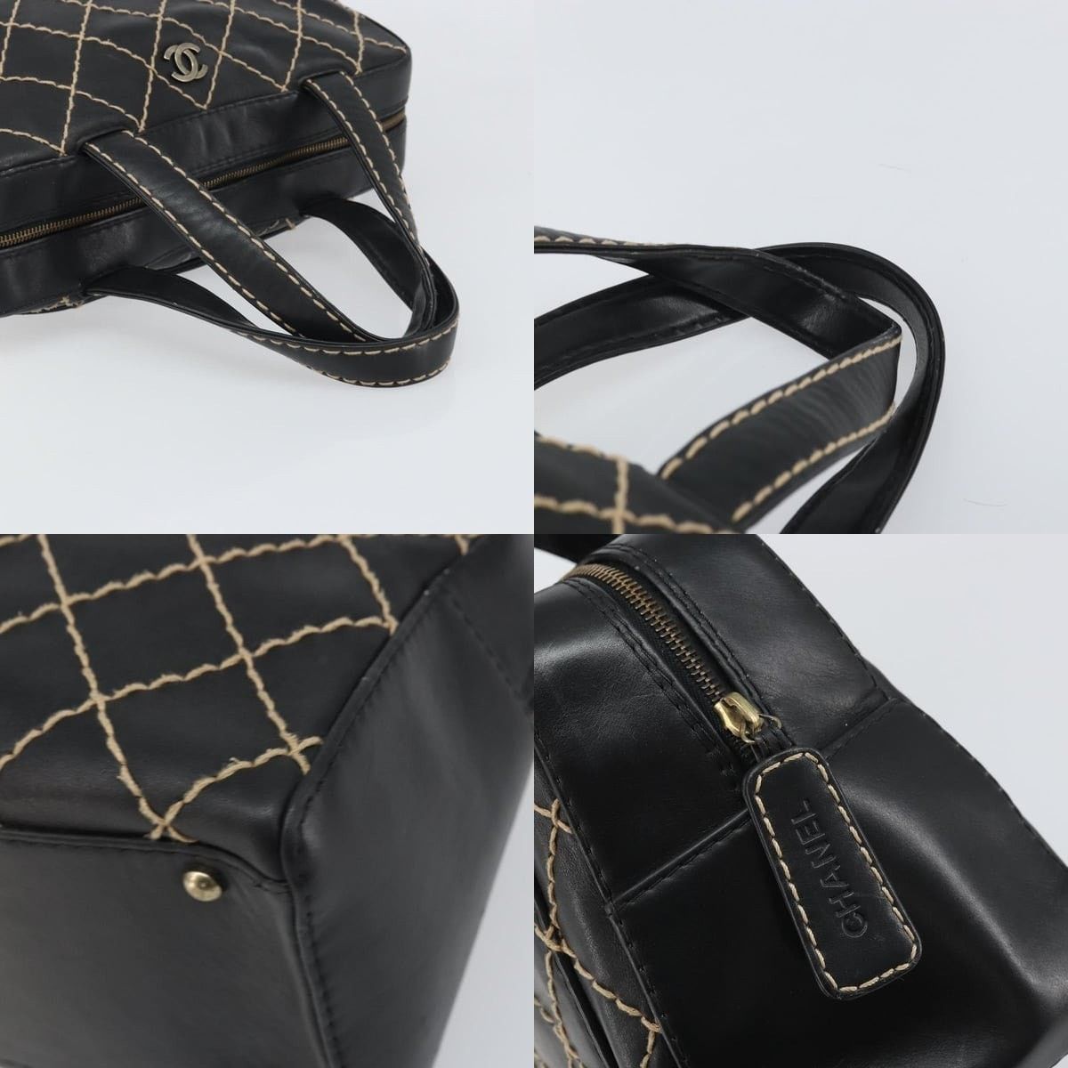 Chanel Chanel Wild Stitch Handbag Leather Black Gold CC Size ONE SIZE - 4 Thumbnail
