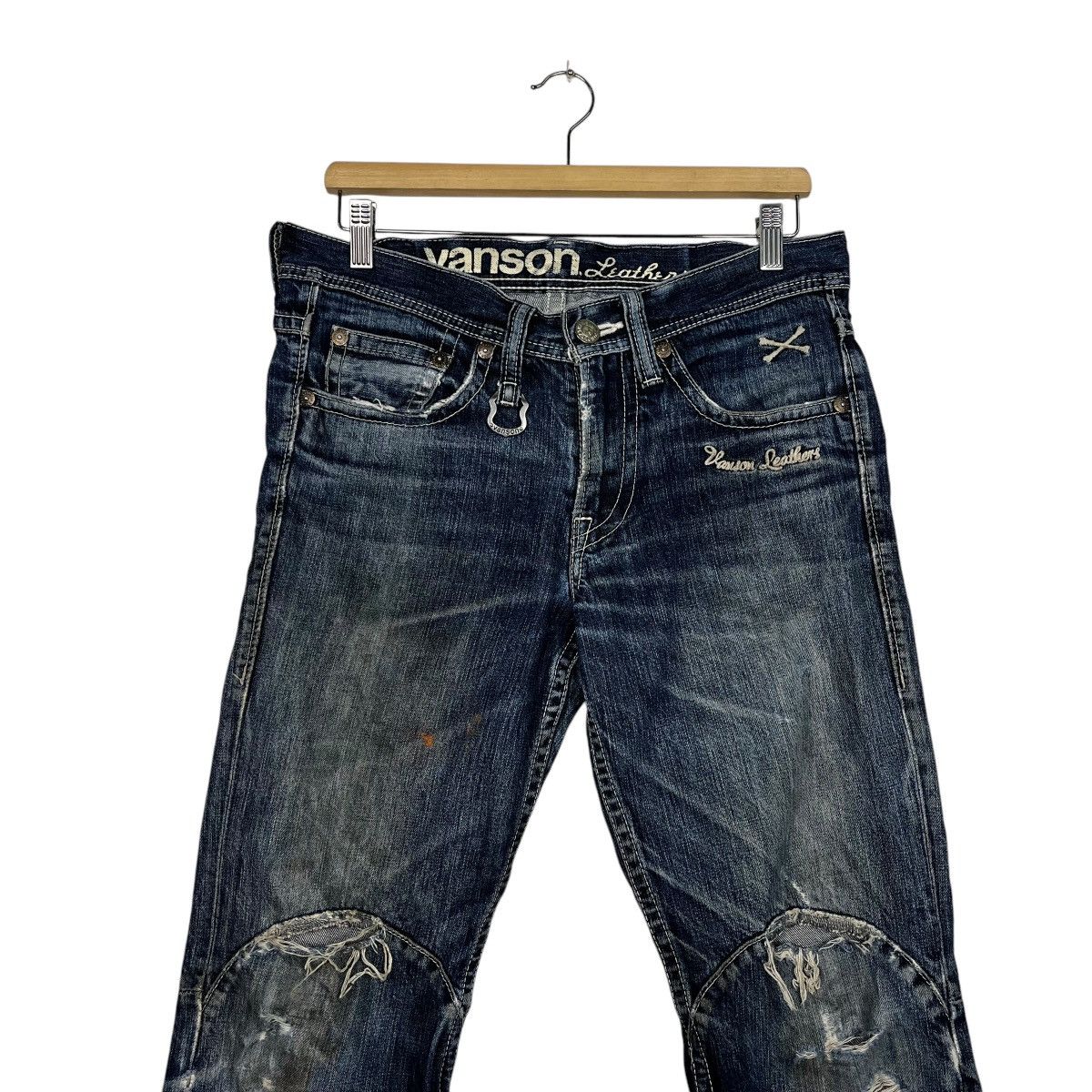 Vanson Leathers Vintage Vanson Leather Distressed Biker Jeans Size 32" / US 10 / IT 46 - 3 Thumbnail