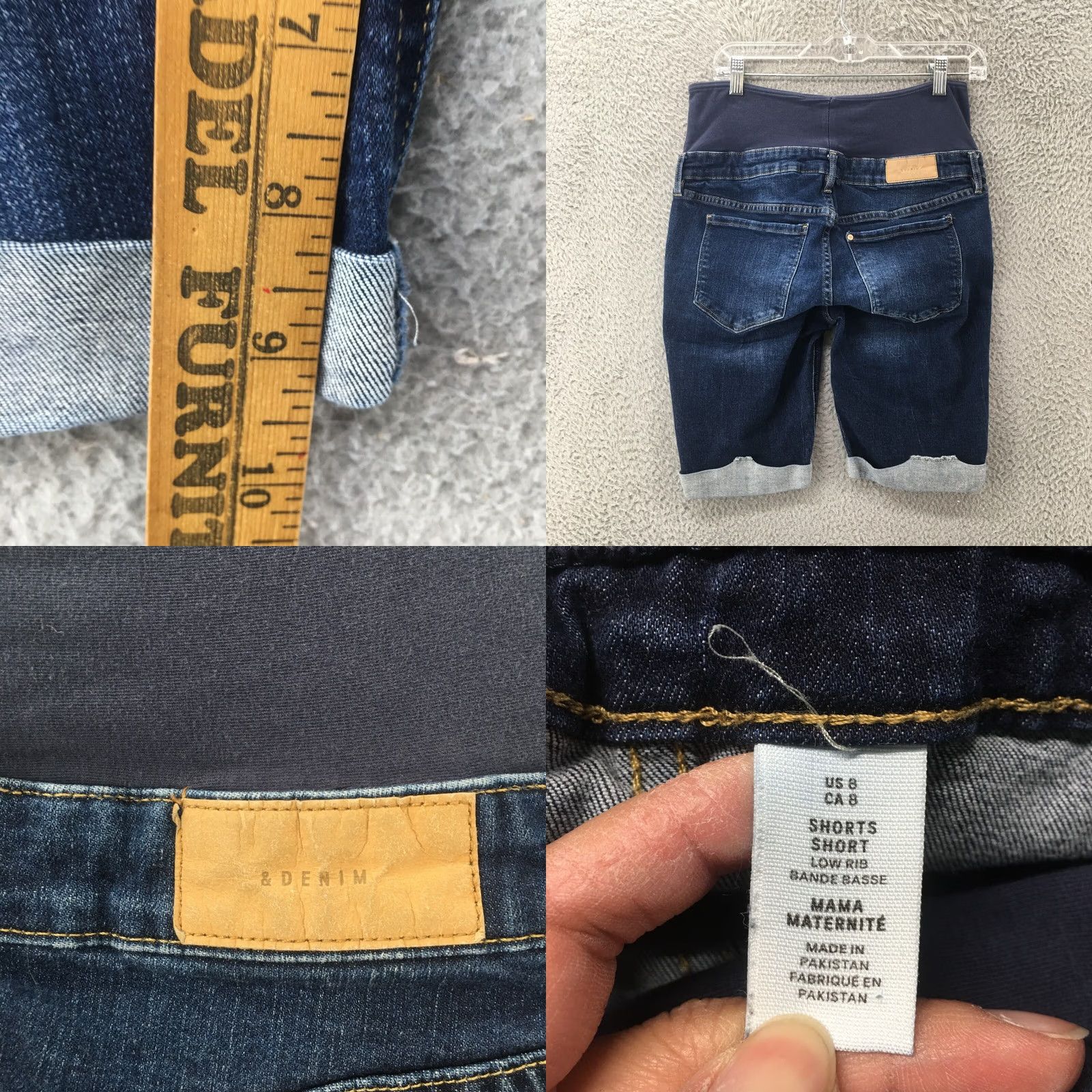 H&M H&M Mama Maternity Bermuda Shorts Womens 8 Blue Dark Wash Denim Cuffed Striped? No. Size 30" / US 8 / IT 44 - 8 Thumbnail