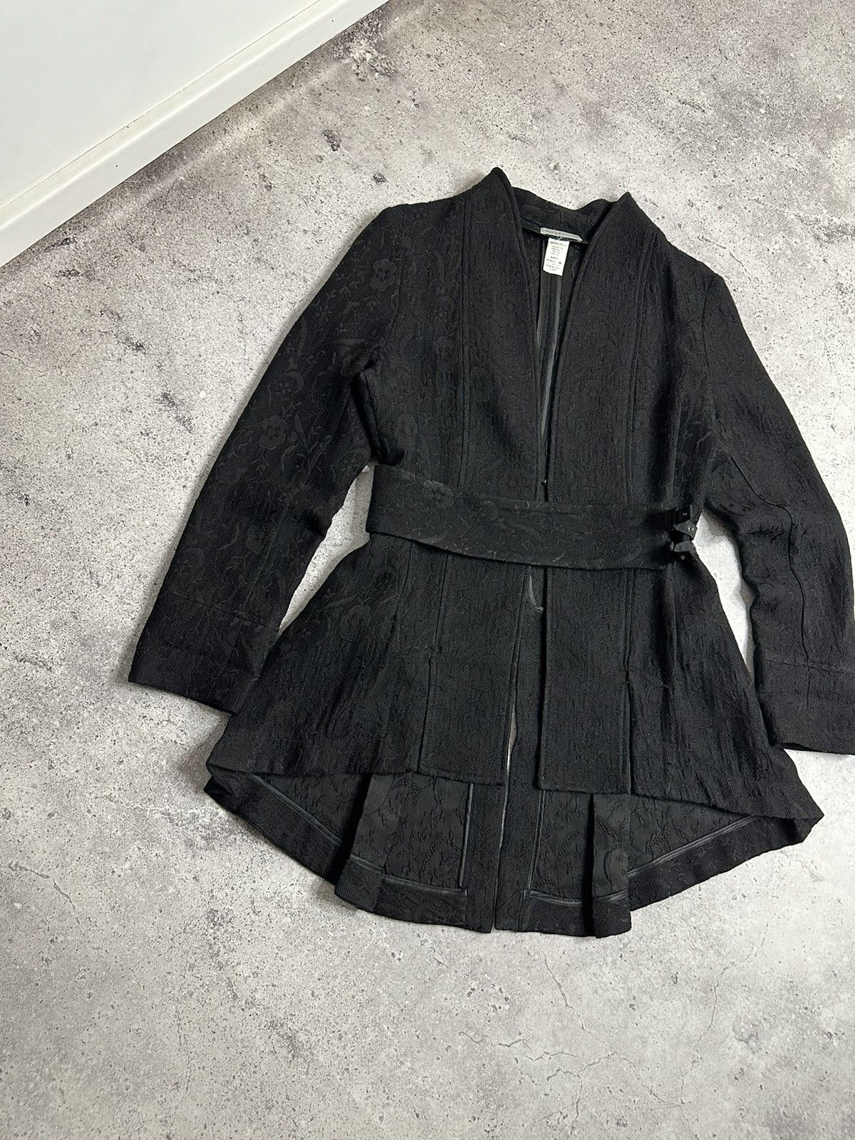 Sarah Pacini Sarah Pacini Wool Avant-Garde Asymmetrical jacket with belt Size XS / US 0-2 / IT 36-38 - 3 Thumbnail