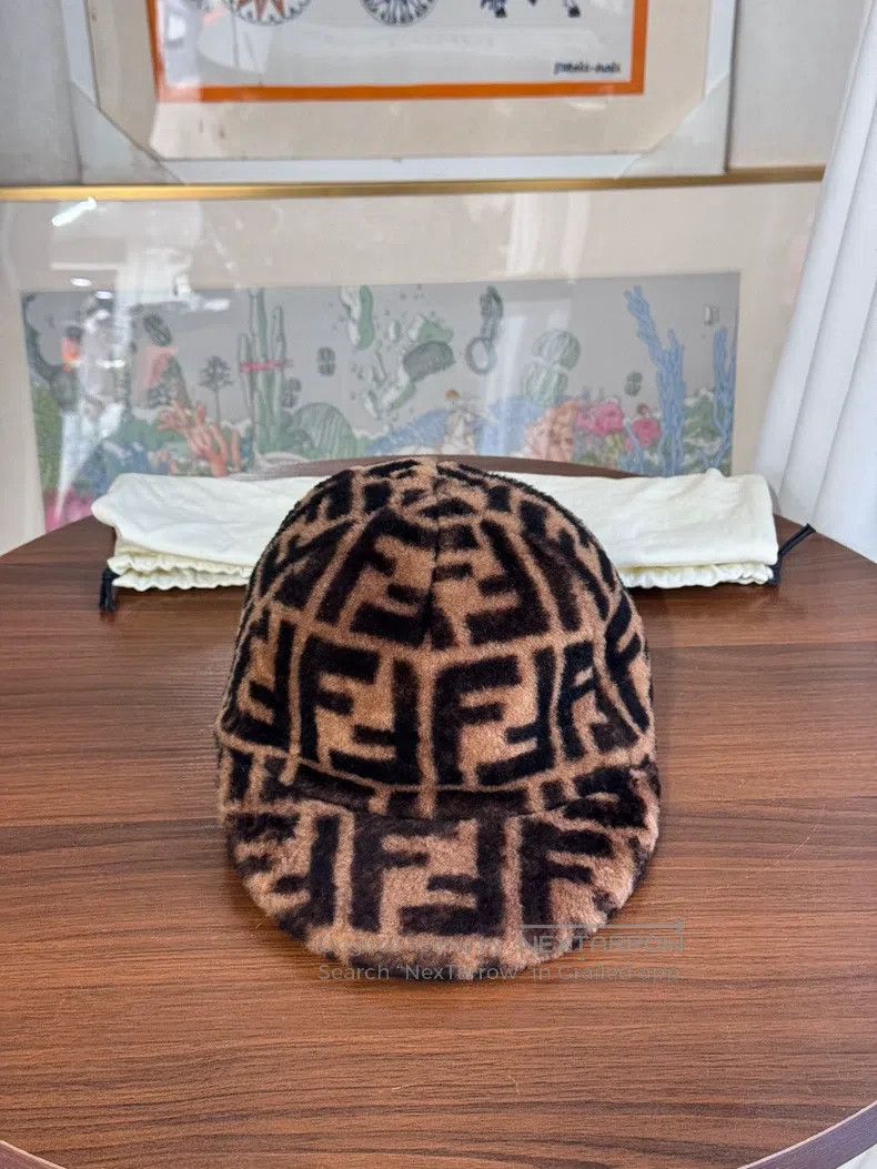 Fendi Fendi size M Double F Monogram Wool Knit Cap, Brown Full Pr Size ONE SIZE - 1 Thumbnail