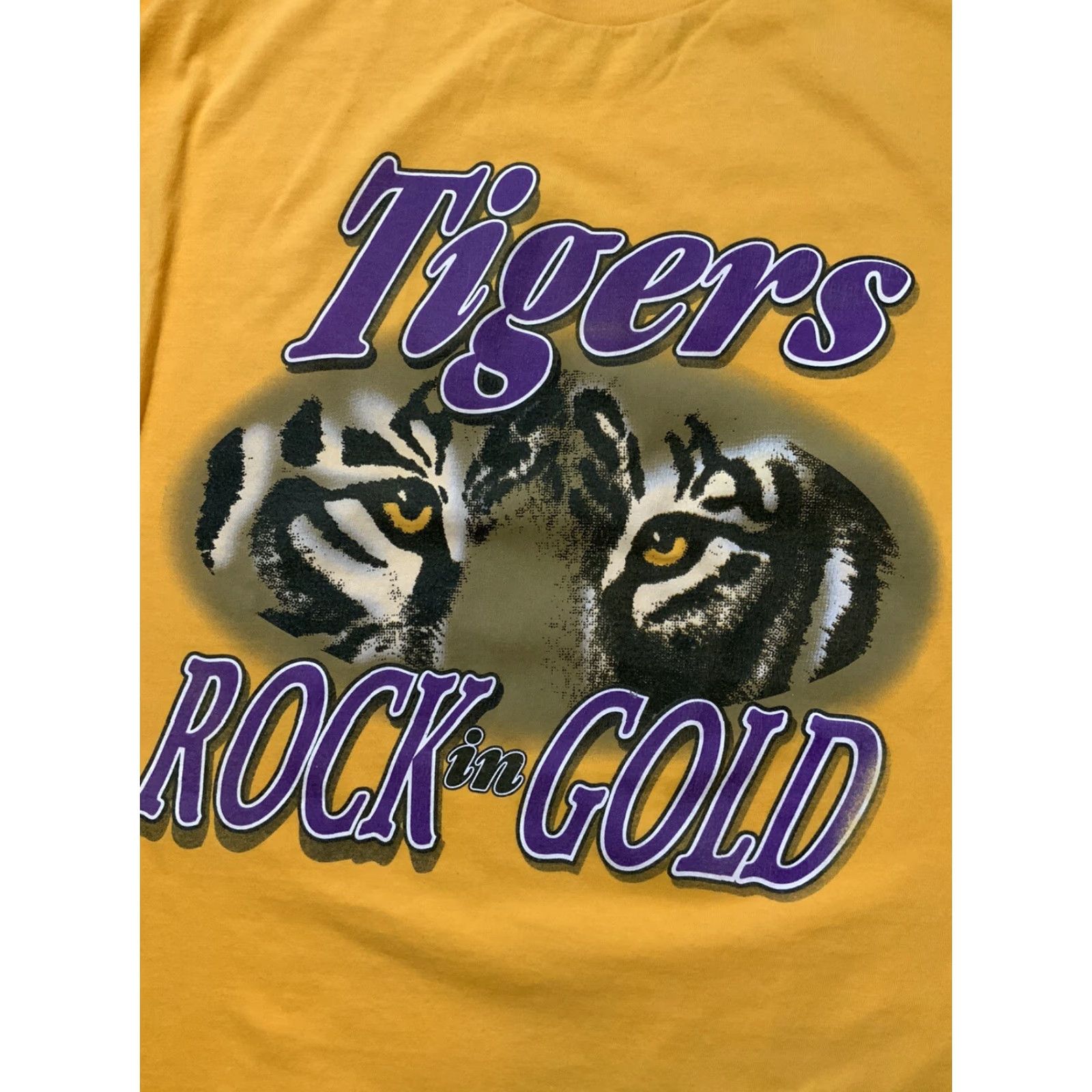 Tultex VINTAGE 90s Tultex LSU Tigers Louisiana State Rock In Gold S/S Crew T-Shirt 2XL Mens Size US XXL / EU 58 / 5 - 2 Thumbnail