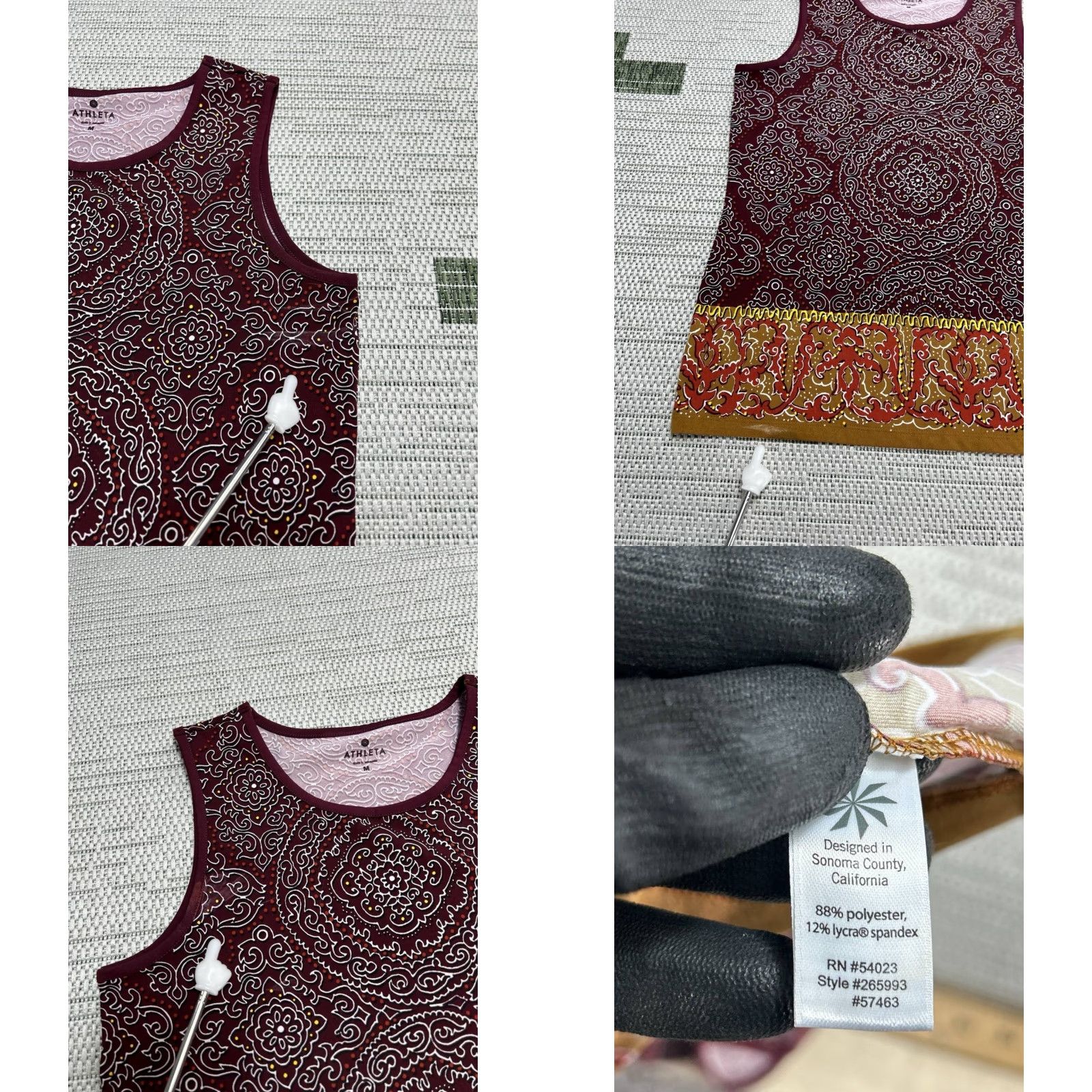 Athleta Athleta Tank Womens Medium Red Stretch Sleeveless Round Neck Mandala Print Size M / US 6-8 / IT 42-44 - 8 Thumbnail