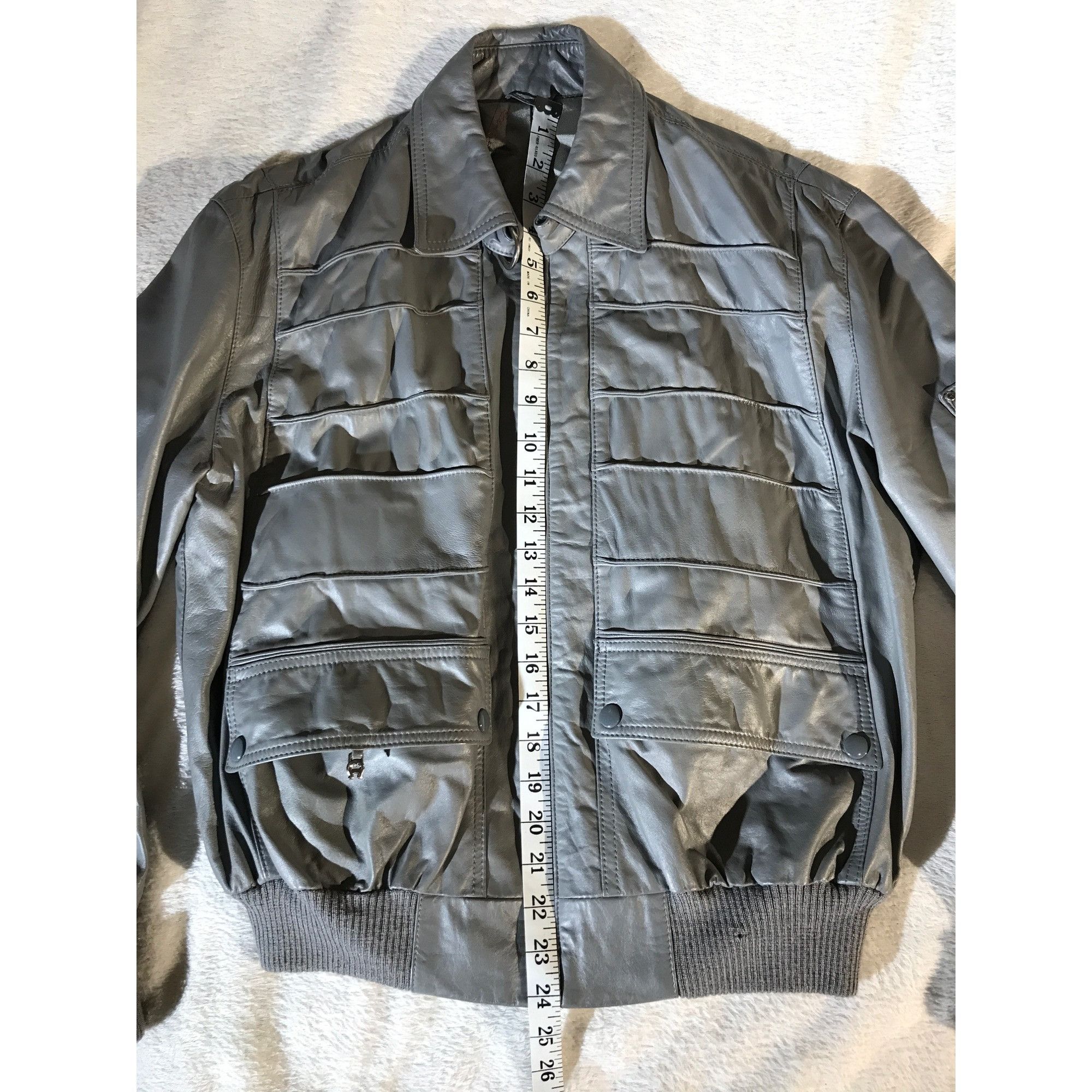 Etienne Aigner Etienne Aigner Women's Vintage Gray Leather Bomber Jacket Size XL / US 12-14 / IT 48-50 - 5 Thumbnail