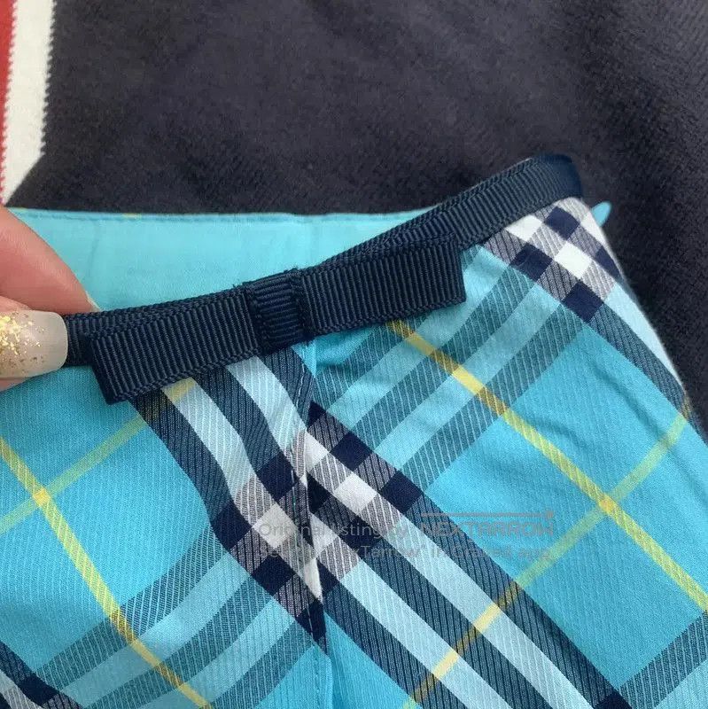 Burberry Burberry Blue Irregular Cotton Skirt. Size 23" - 2 Thumbnail