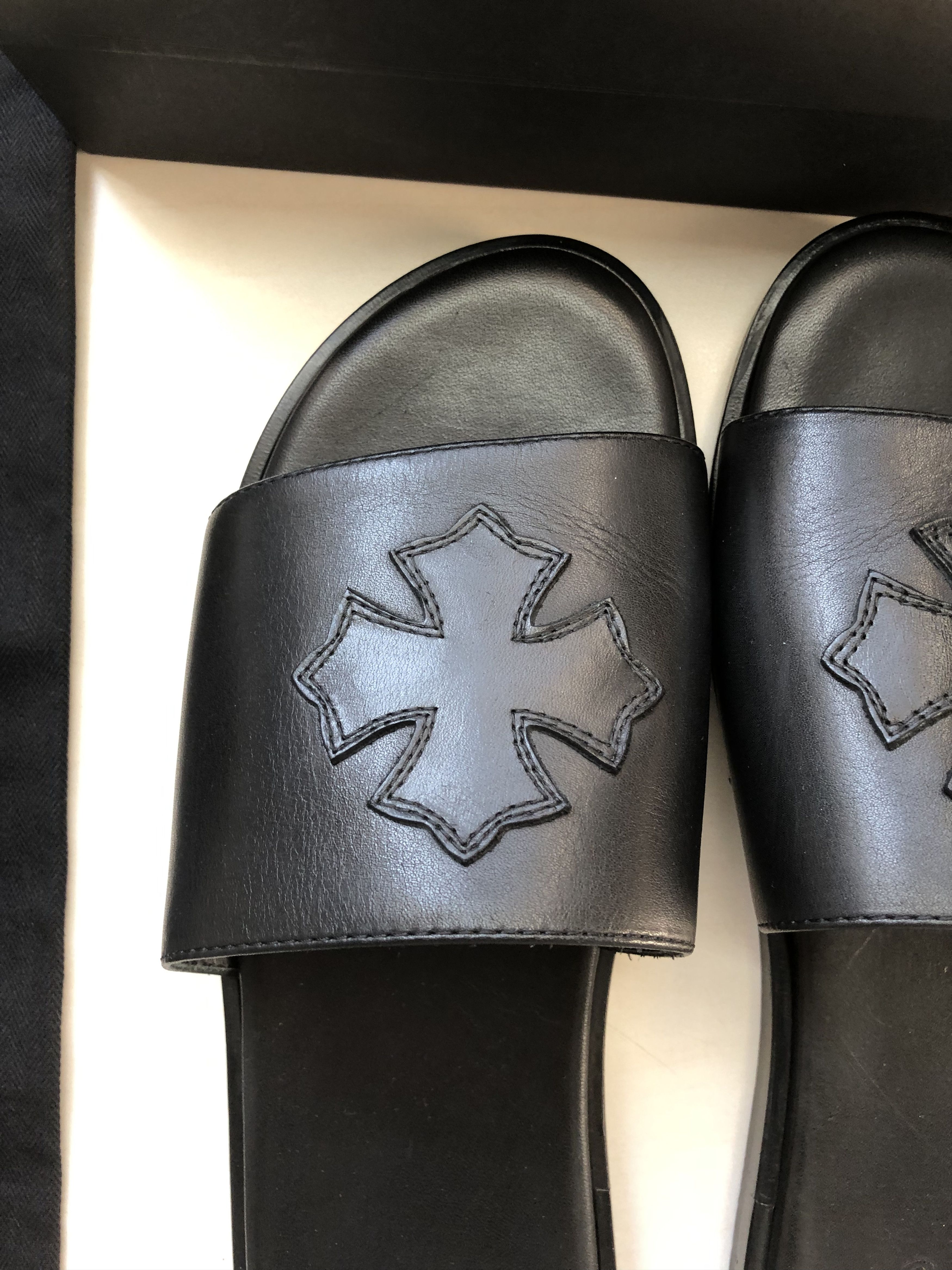 Chrome Hearts Chrome Hearts CH Plus Patch Leather Slide Slippers Size US 10 / IT 40 - 6 Thumbnail