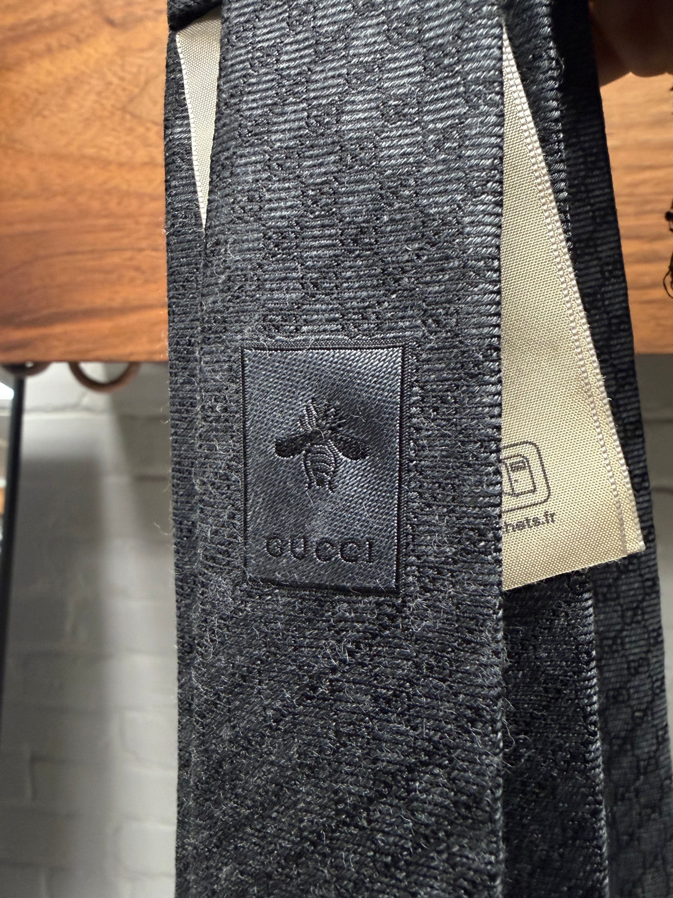 Gucci Gucci GG Micro Monogram Grey Silk Tie Size ONE SIZE - 5 Thumbnail