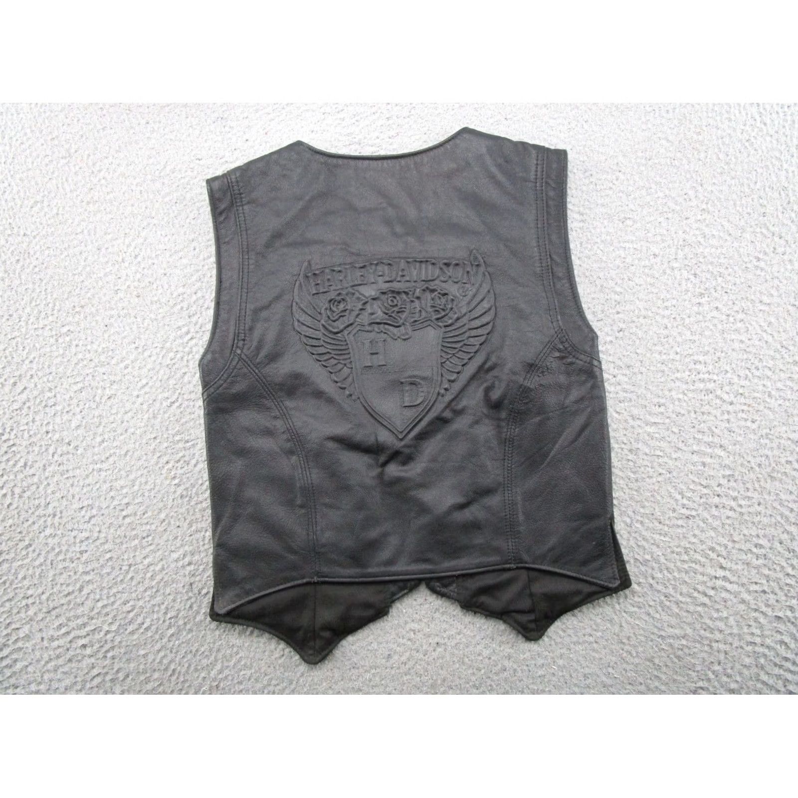 Harley Davidson Harley-Davidson Women's Embossed Leather Motorcycle Vest Zip Black Biker Size S Size S / US 4 / IT 40 - 2 Thumbnail