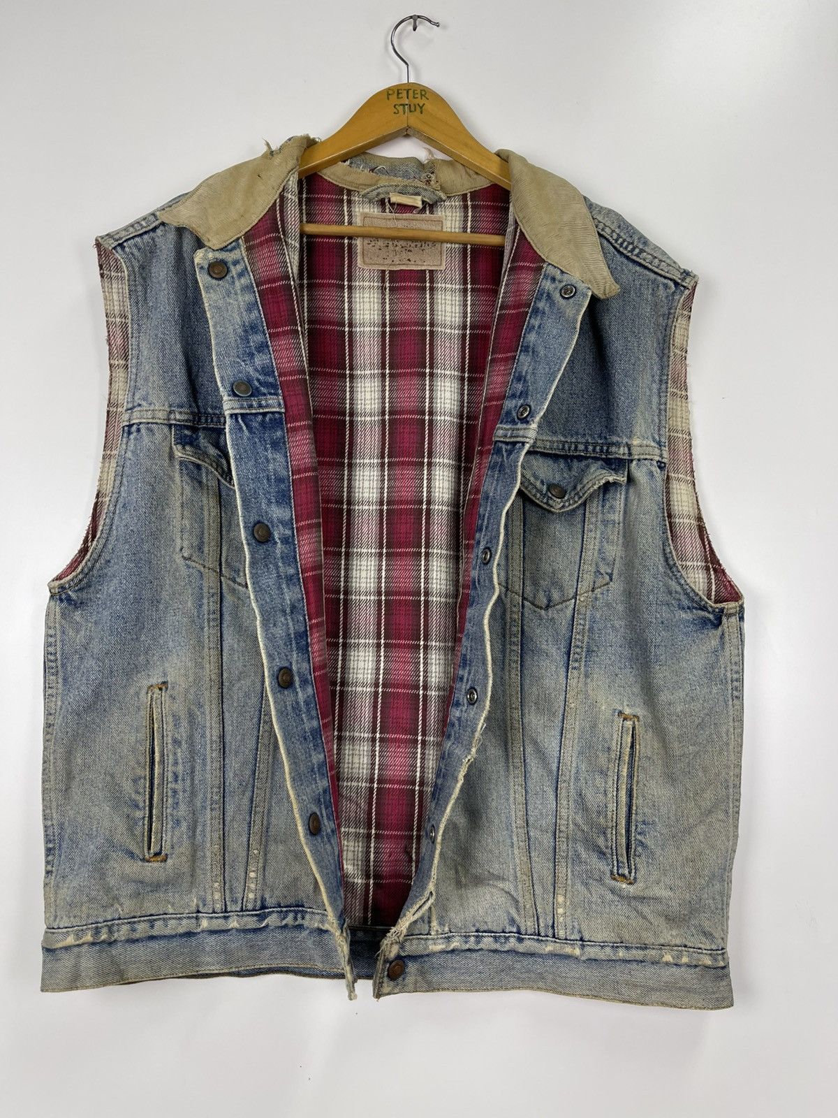 Levi's Vintage 80s Levi’s Distress Denim Sleeveless Size US L / EU 52-54 / 3 - 9 Thumbnail