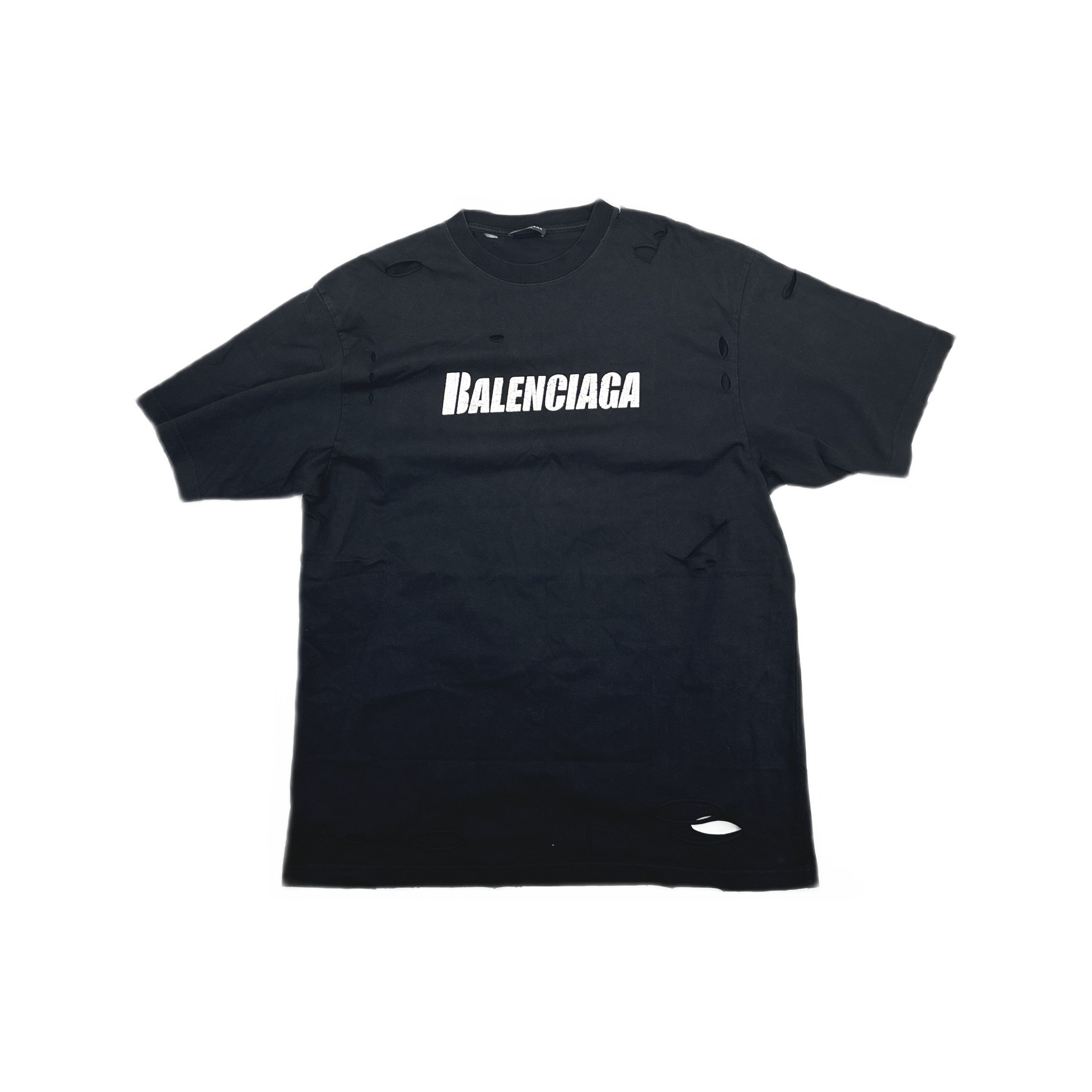 Balenciaga Balenciaga Distressed Logo T-Shirt Size S Size US S / EU 44-46 / 1 - 1 Thumbnail