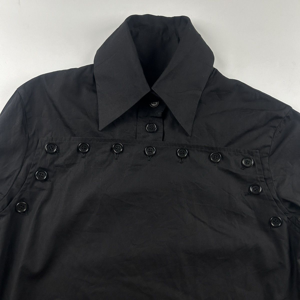 Helmut Lang 1993 Helmut Lang Marine Hi Collar Many Button Shirt Size XS / US 0-2 / IT 36-38 - 4 Thumbnail