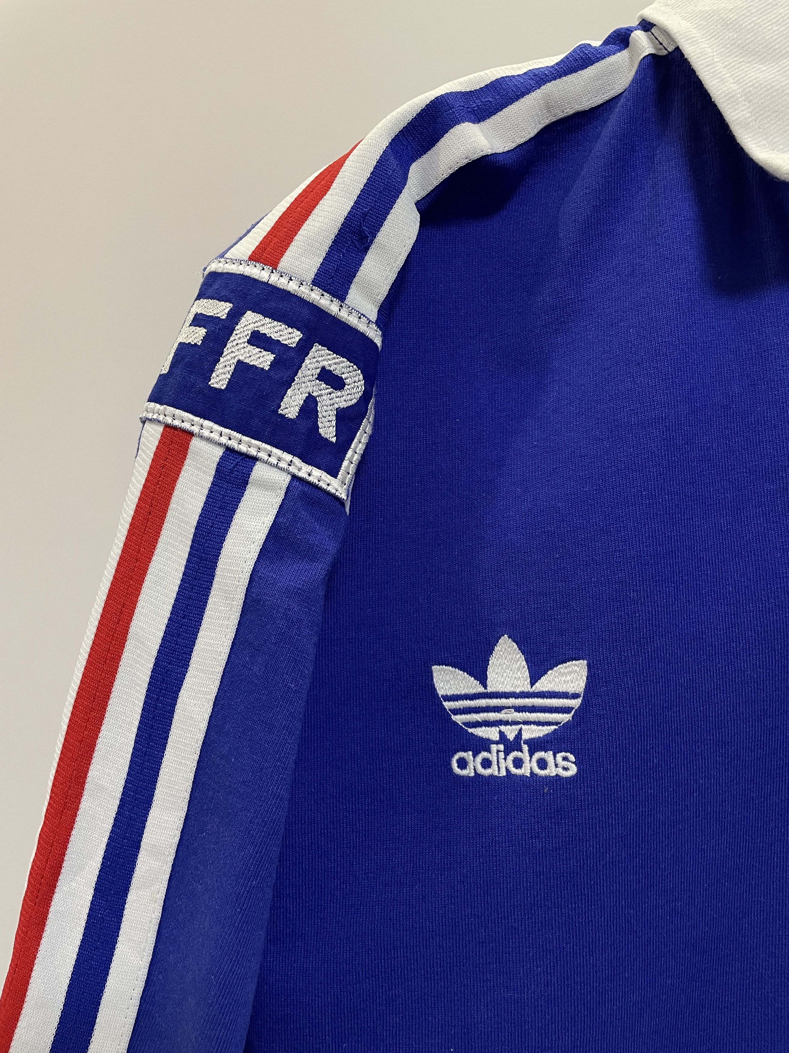 ADIDAS FFR France Rugby 1993 Vintage Jersey Polo Long Sleeve