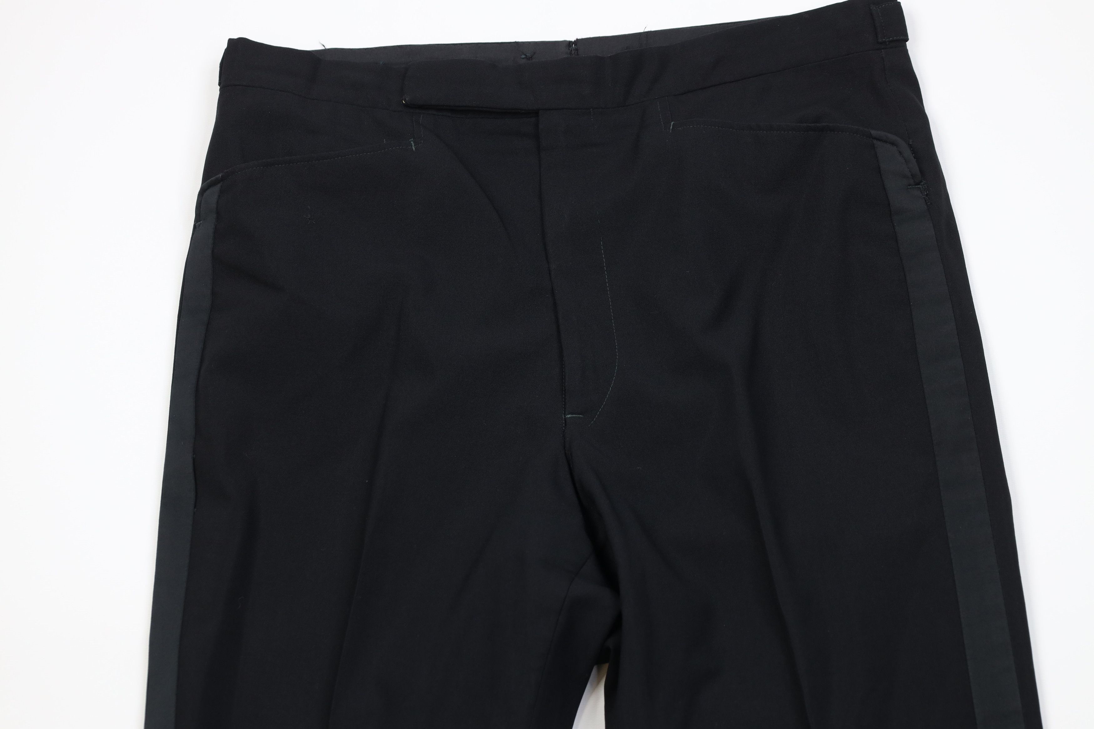 Vintage Vintage 50s 60s Flared Rayon Gabardine Wool Tuxedo Pants USA Size US 34 / EU 50 - 2 Thumbnail