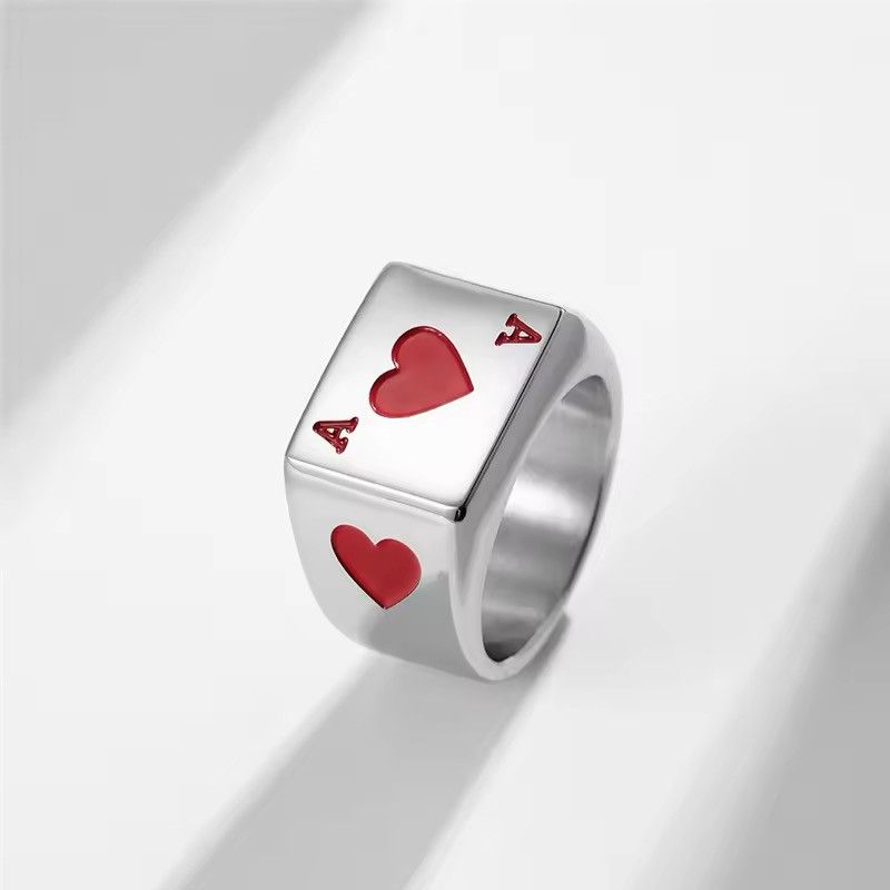 Jewelry × Vintage Red Retro Good Luck Poker Ring Size ONE SIZE - 1 Thumbnail