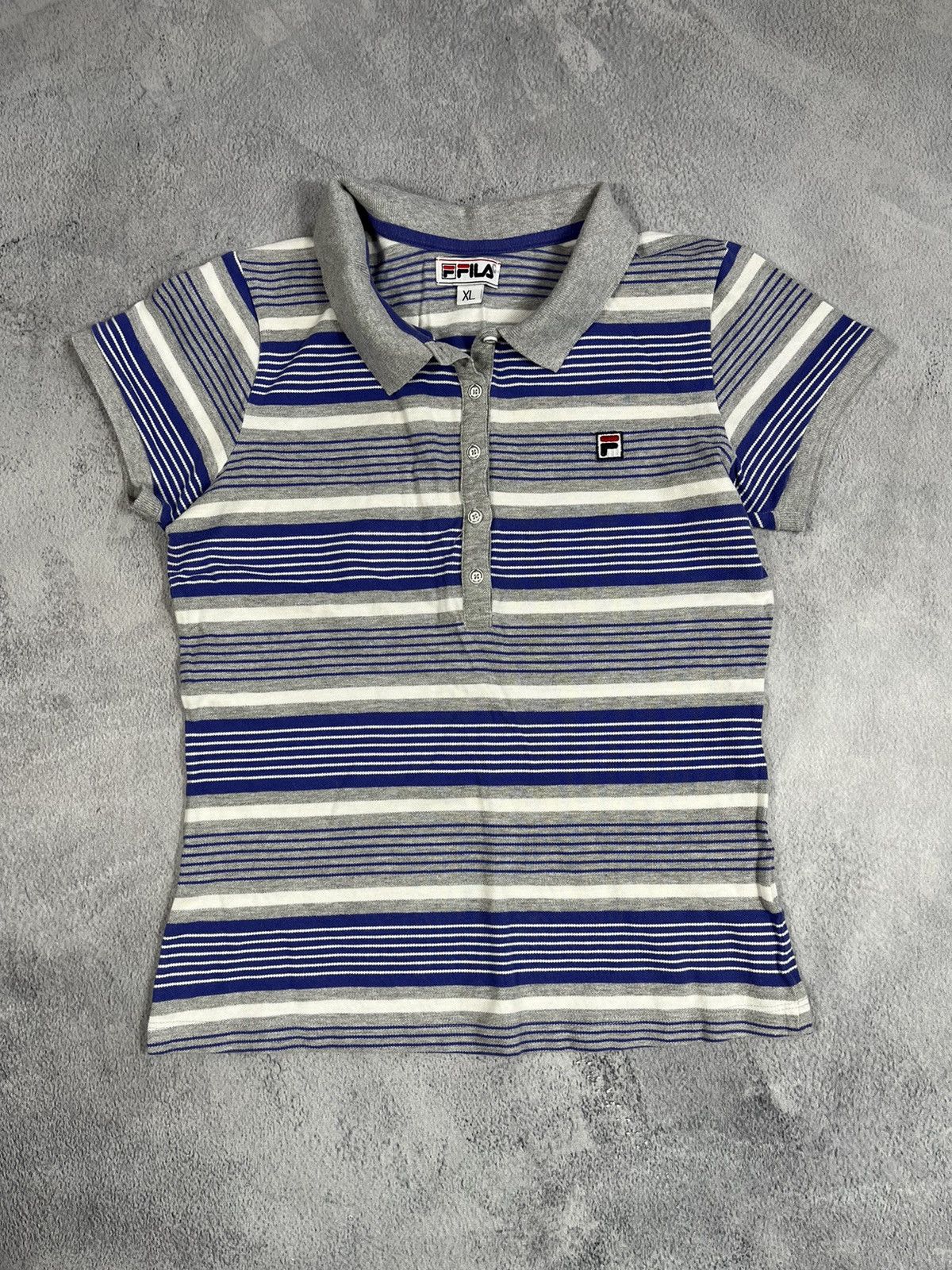 Fila × Vintage Vintage Y2K Fila striped polo t-shirt streetwear size XL Size XL / US 12-14 / IT 48-50 - 1 Thumbnail