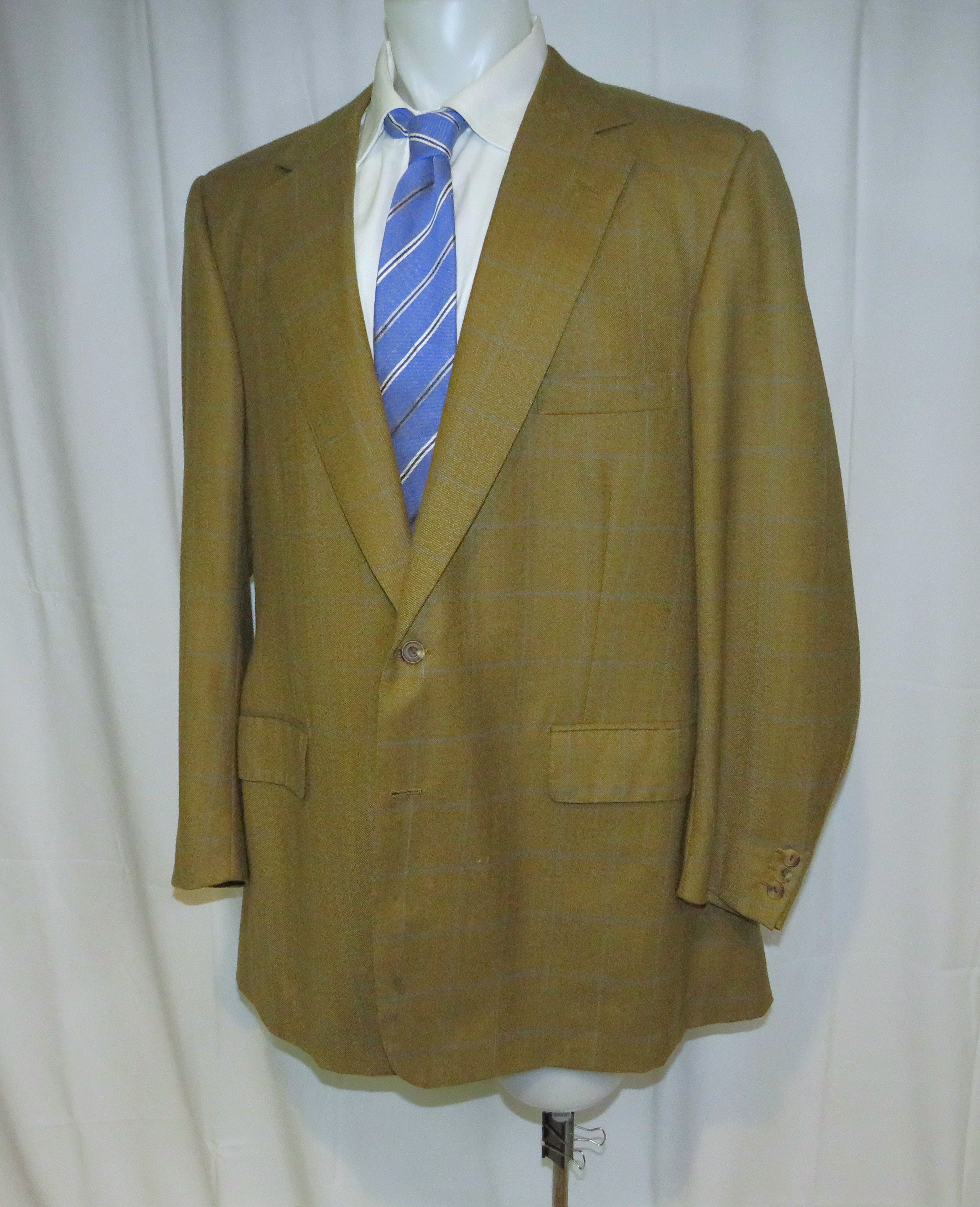 Henry Poole × Savile Row Bespoke Brown Windowpane Two Button 48XL Size 48L - 6 Thumbnail