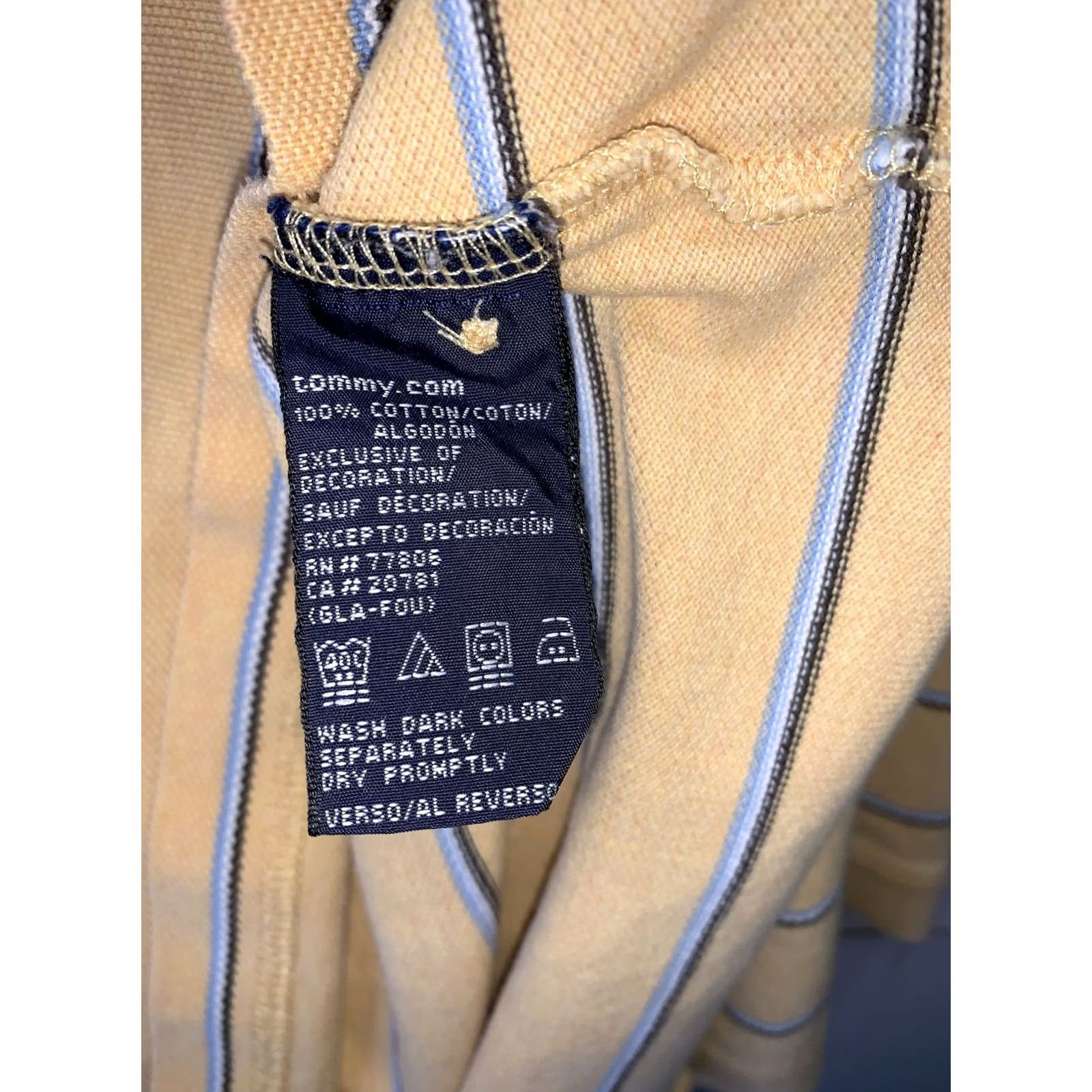 Tommy Hilfiger Tommy Hilfiger Polo Shirt Men’s XL Yellow/Blue Stripe Short Sleeve 90s T-Shirt #3269 Size US XL / EU 56 / 4 - 6 Thumbnail