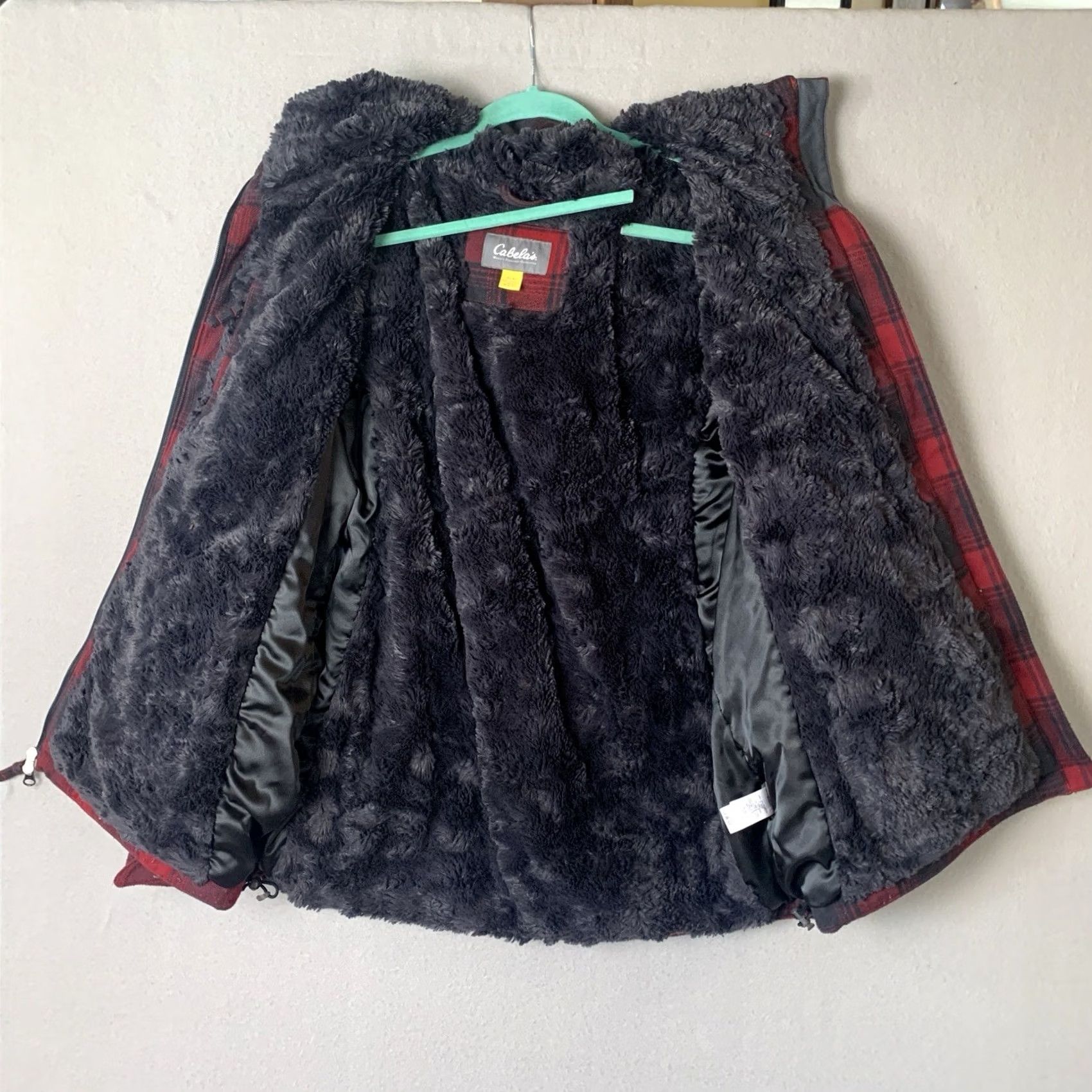 Vintage VINTAGE Cabela's Coat XL Mens Buffalo Check Primaloft Hooded Wool-Polyester Jacket (Mid-Length) Red Black Windproof Pockets 80s 90s Outdoors Mens Size US XL / EU 56 / 4 - 5 Thumbnail