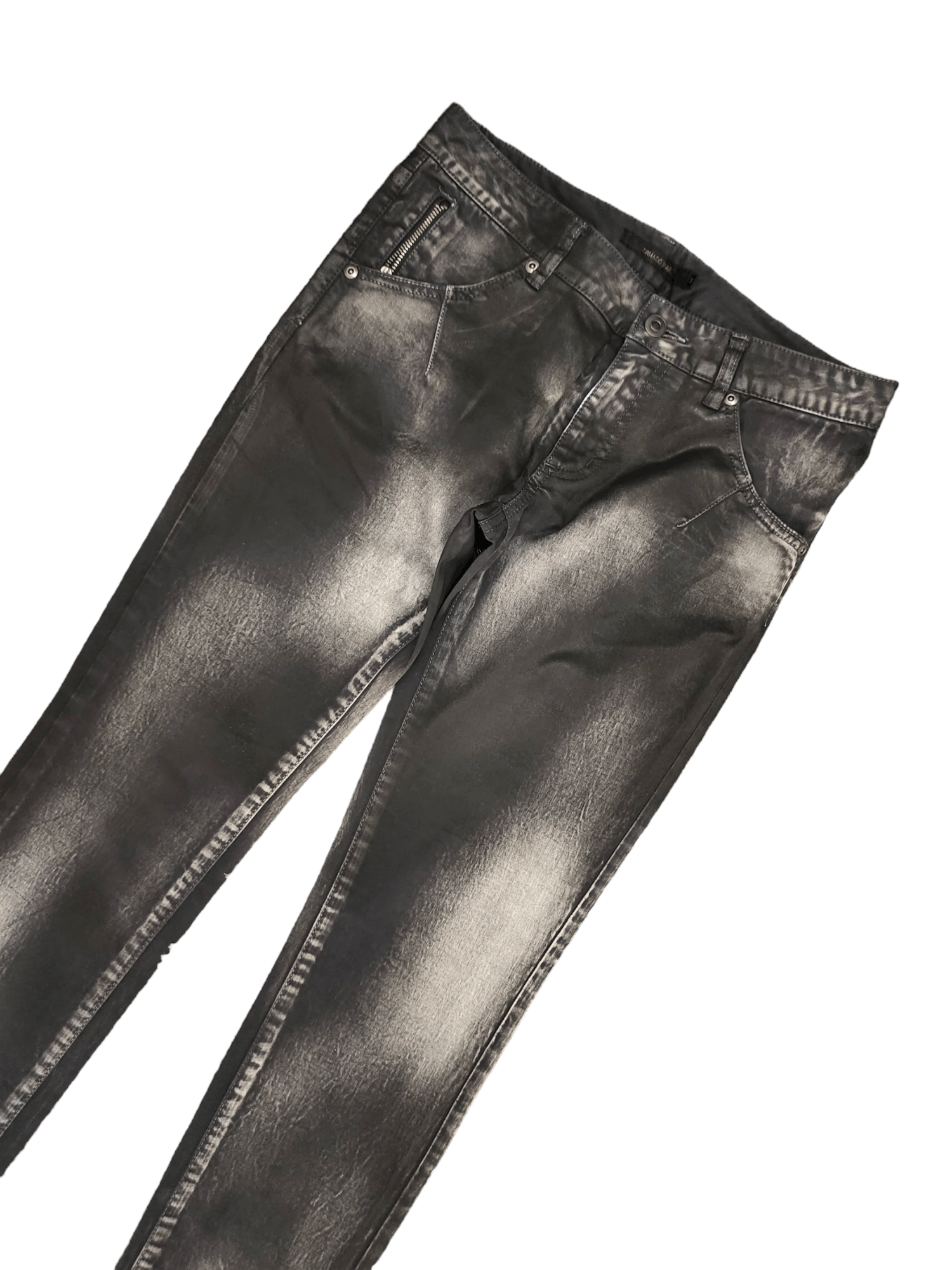 Tornado Mart 1990s Tornado Mart Japan Black Waxed Skinny Denim Pants Size US 29 - 5 Thumbnail